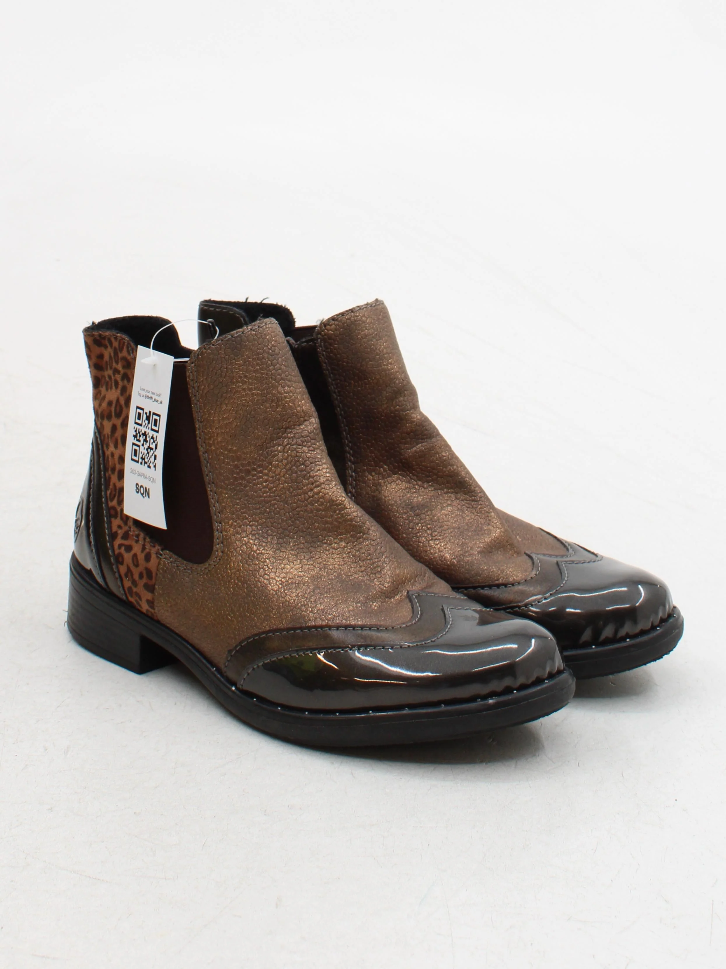 Rieker Women's Boots UK 6 Brown Animal Print 100% Faux Leather Chelsea - Image 4