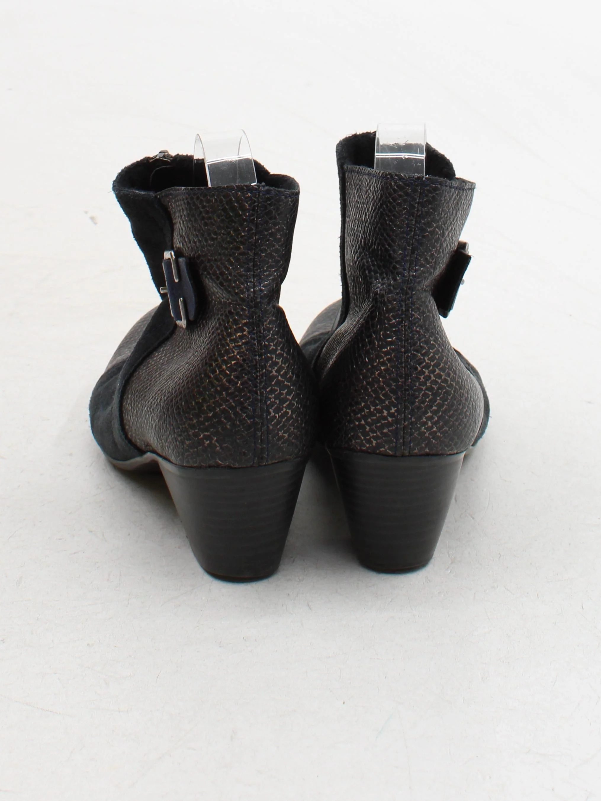 Rieker Women's Boots UK 7 Black Animal Print Suede with Faux Leather Combat - Image 3