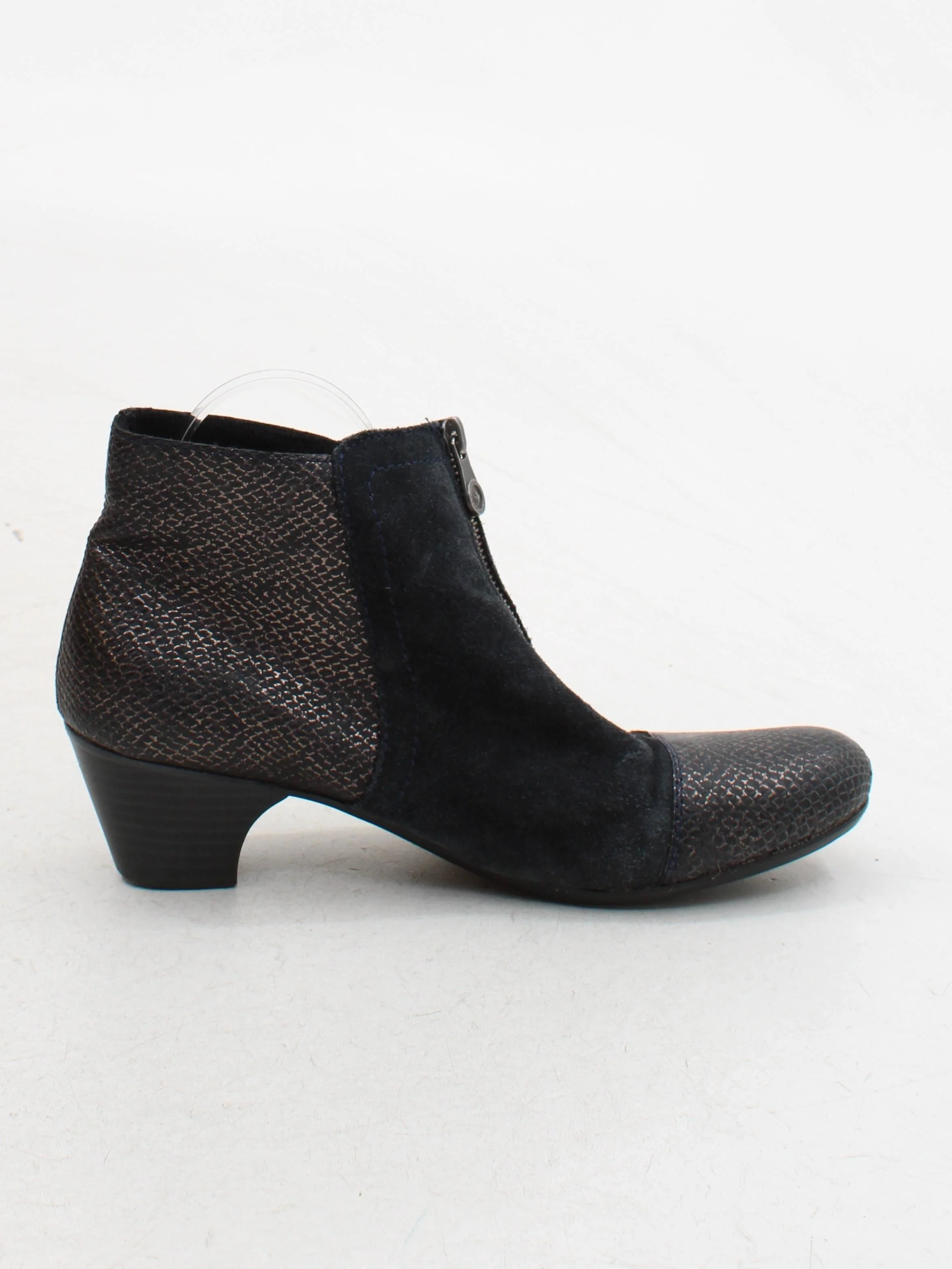 Rieker Women's Boots UK 7 Black Animal Print Suede with Faux Leather Combat - Image 5