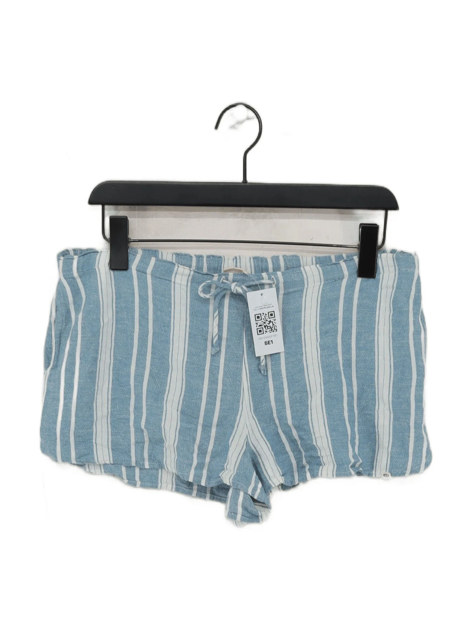 Rip Curl Women's Shorts L Blue Striped Viscose with Cotton, Linen Sweat