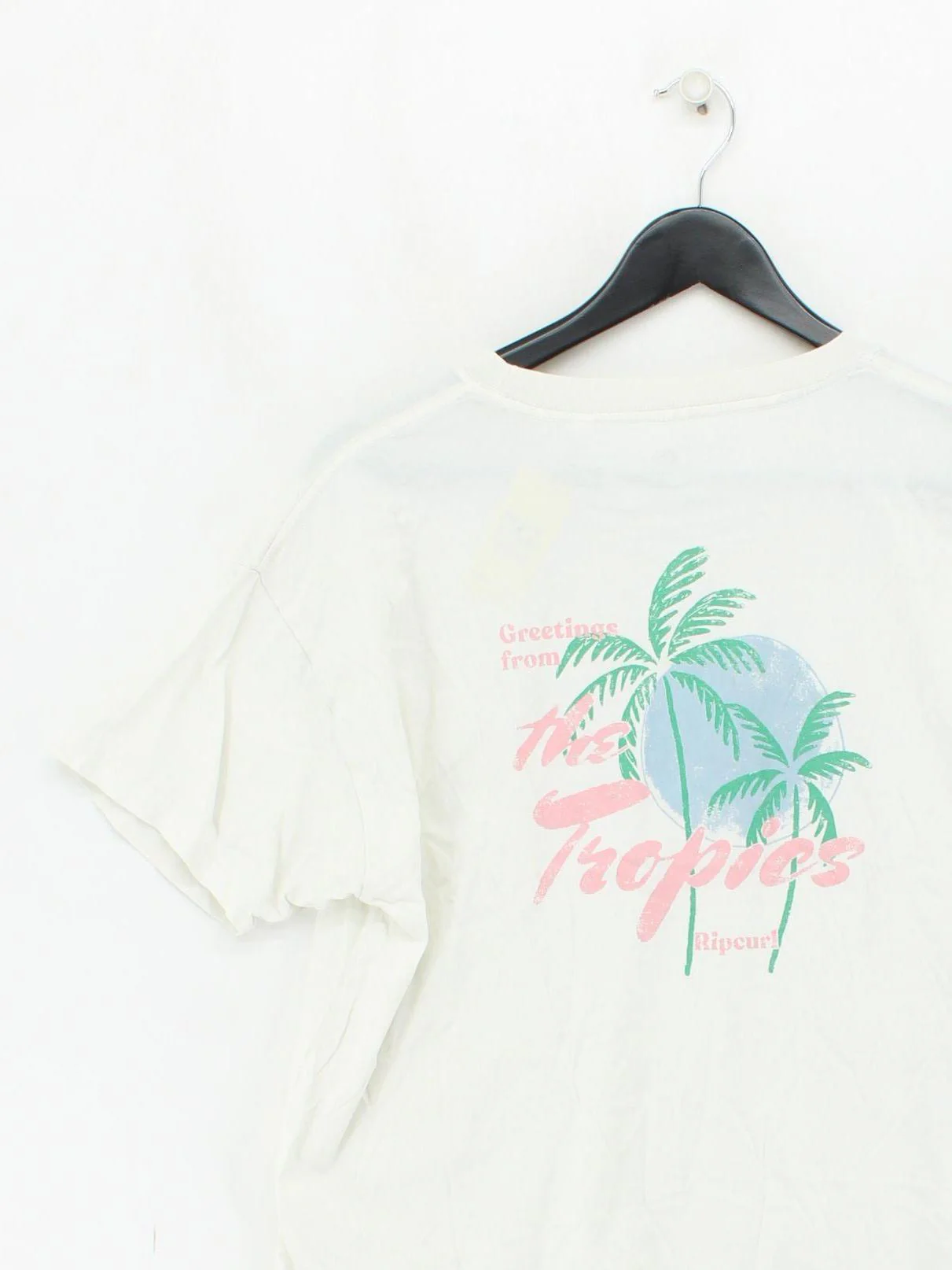Rip Curl Women's T-Shirt M Cream 100% Cotton Basic - Image 2