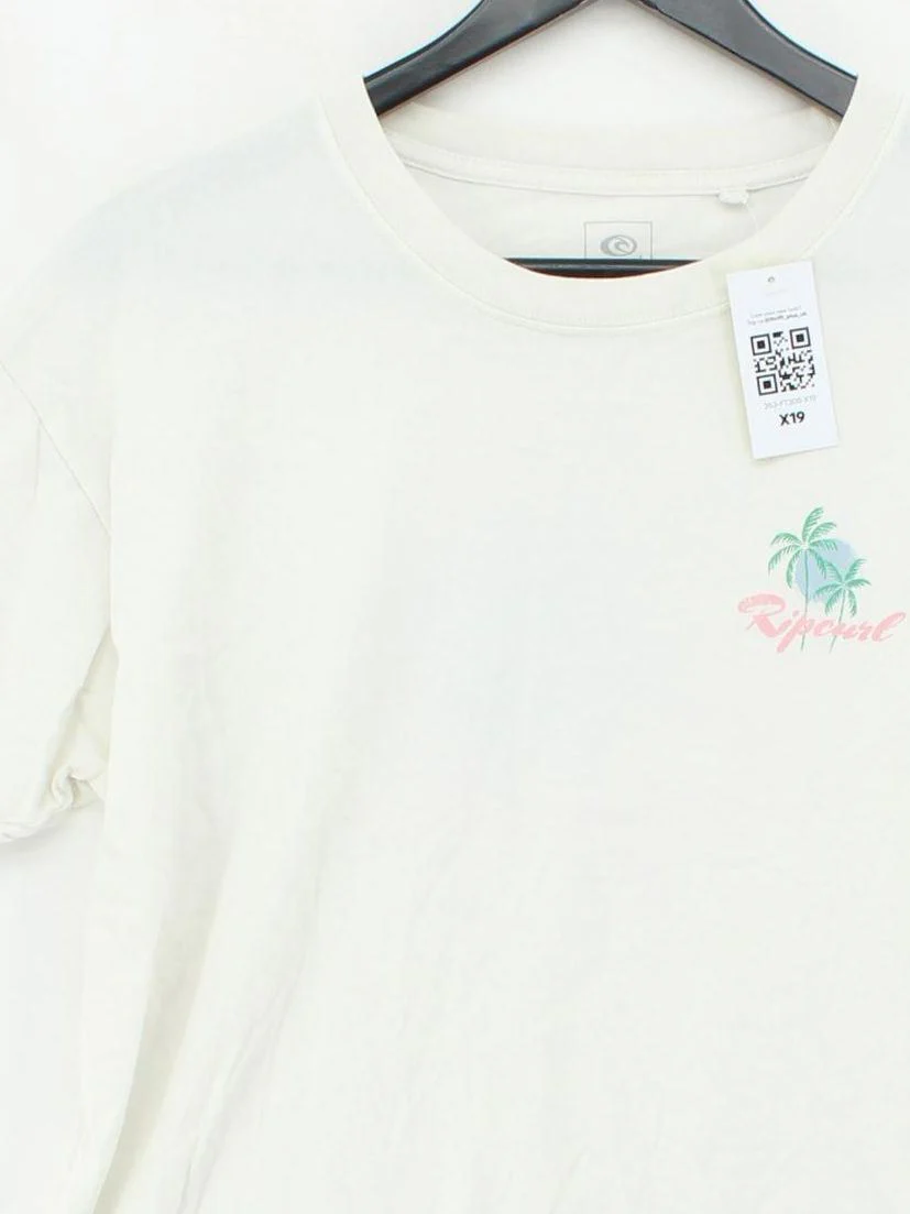 Rip Curl Women's T-Shirt M Cream 100% Cotton Basic - Image 3