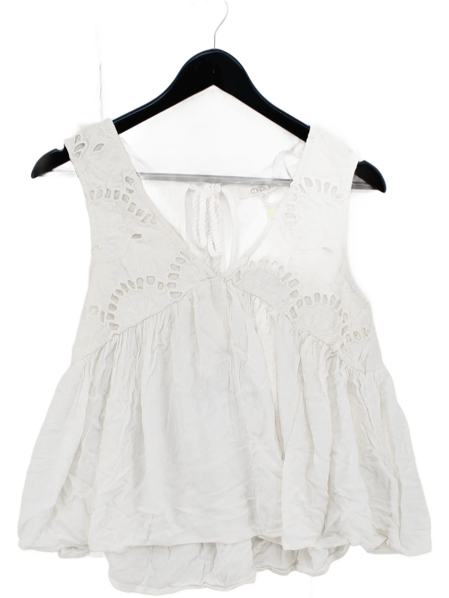Rip Curl Women's Top S White 100% Viscose Sleeveless V-Neck Basic
