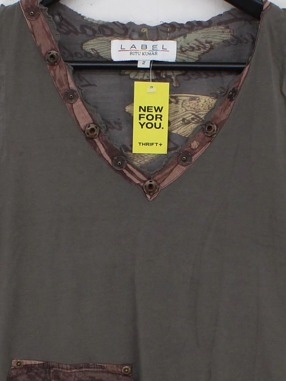 Ritu Kumar Women's T-Shirt UK 6 Grey 100% Cotton Basic - Image 3