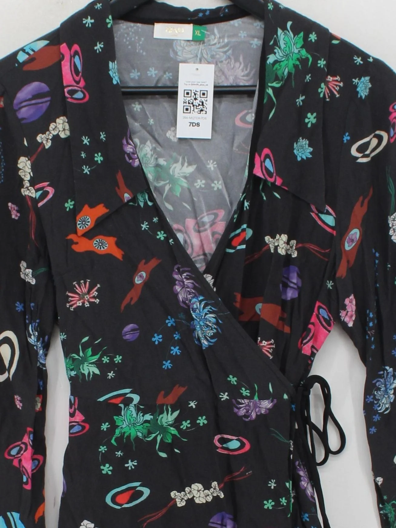 RIXO Wrap Mini Dress XL in Black - Image 3