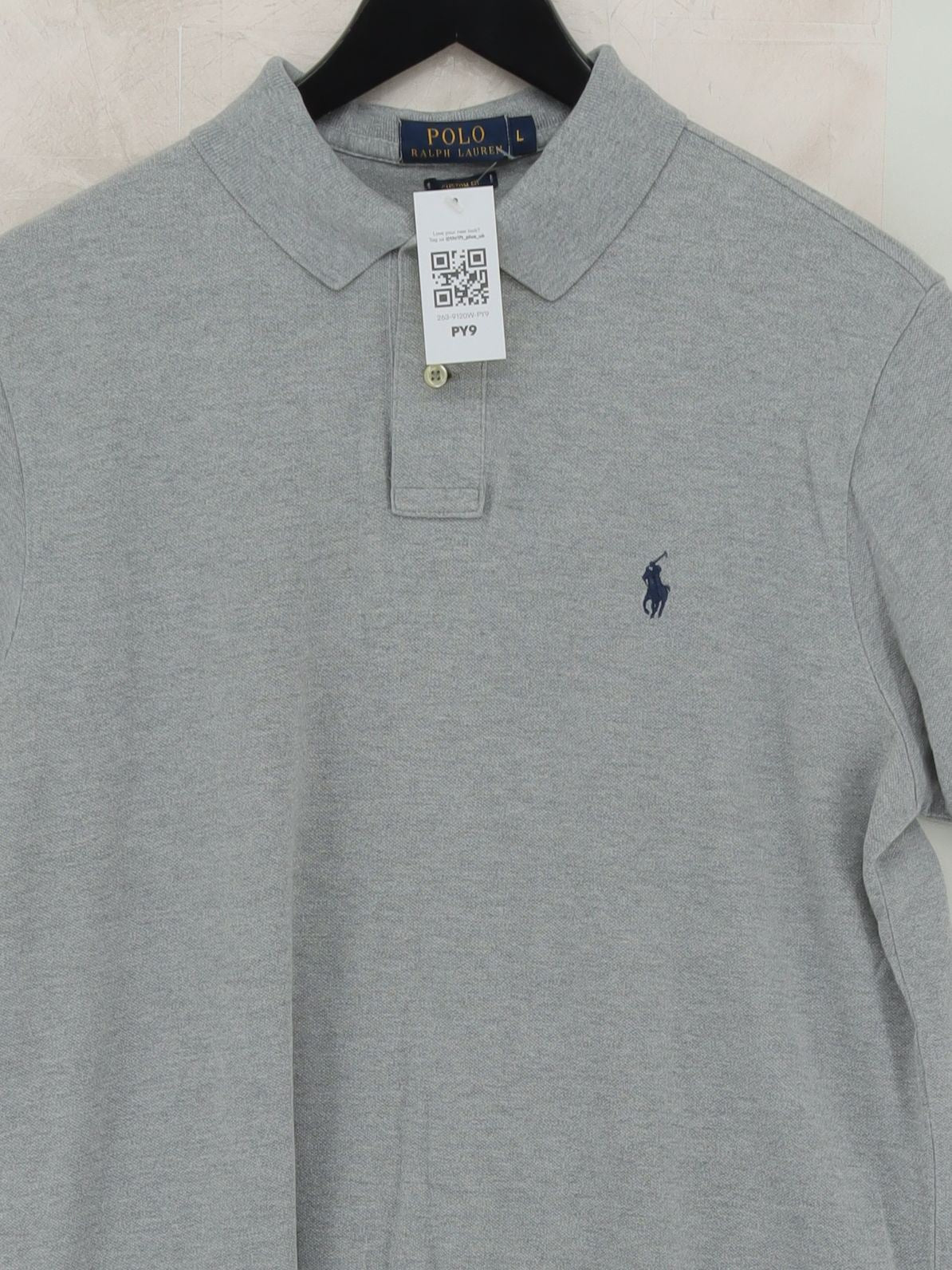 RLX (RALPH LAUREN) Men's Polo L Grey 100% Cotton Basic - Image 3