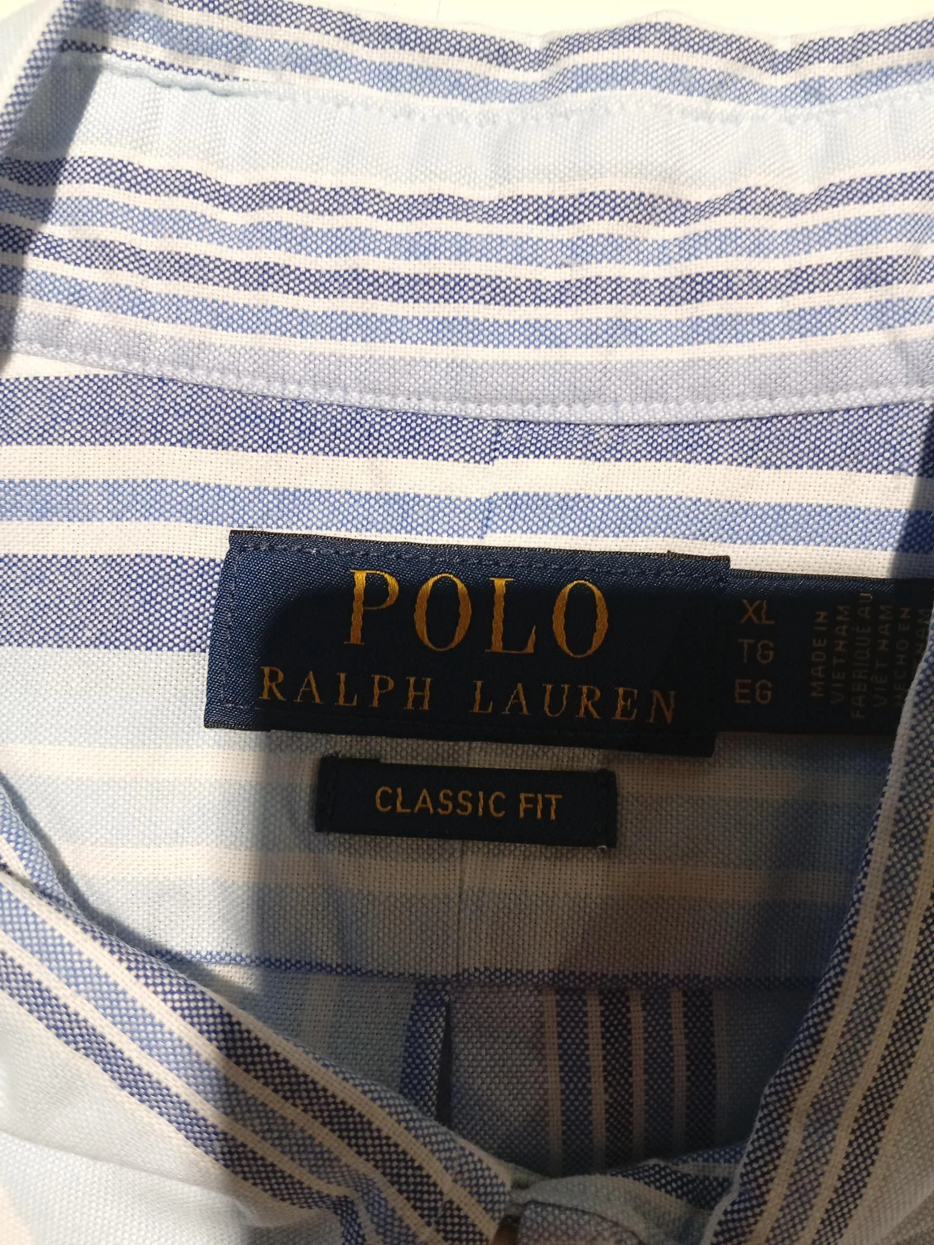 RLX (RALPH LAUREN) Men's Polo XL Blue Striped 100% Cotton Basic - Image 5