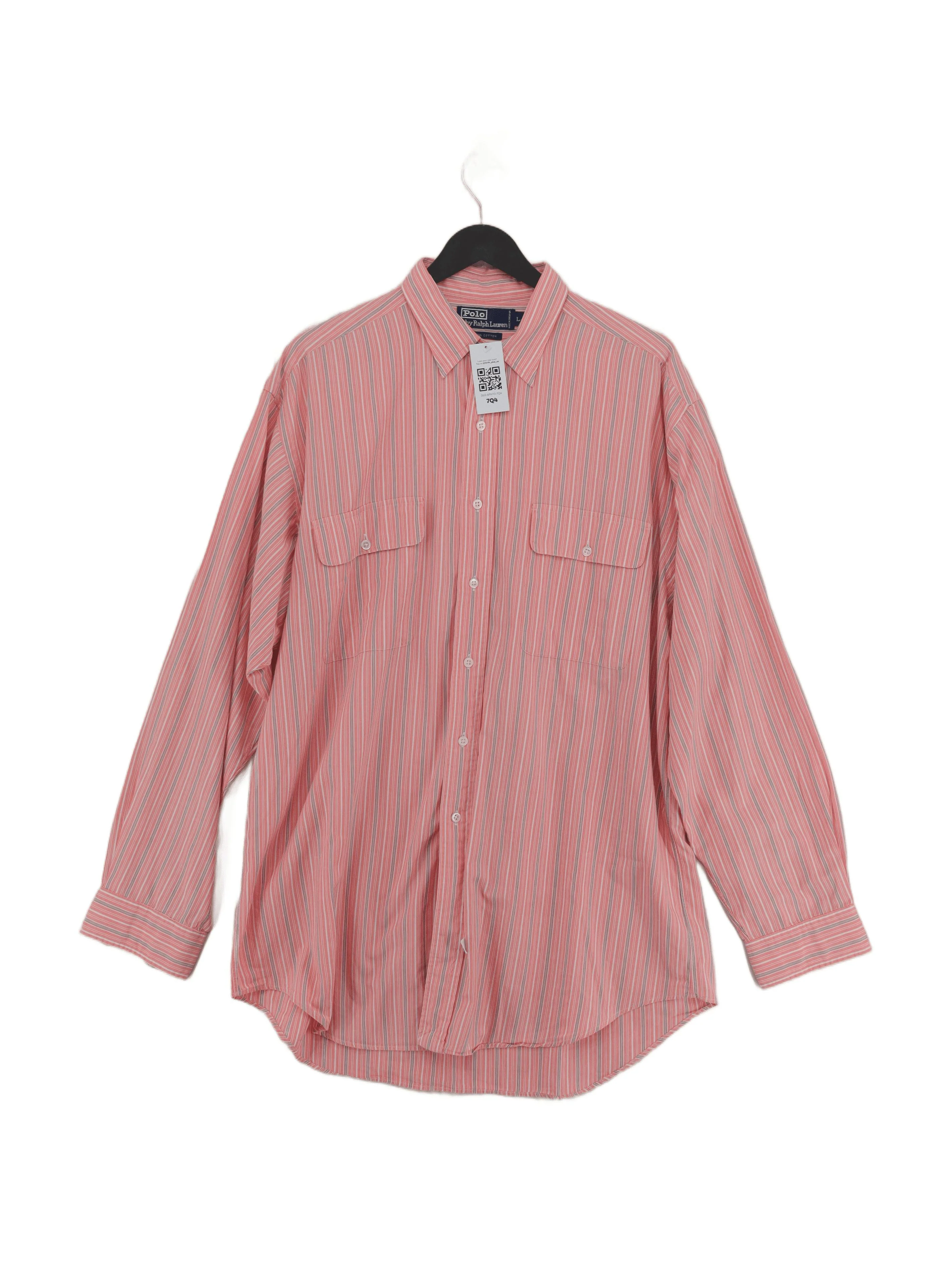 RLX (RALPH LAUREN) Men's Shirt L Red Striped 100% Cotton Basic