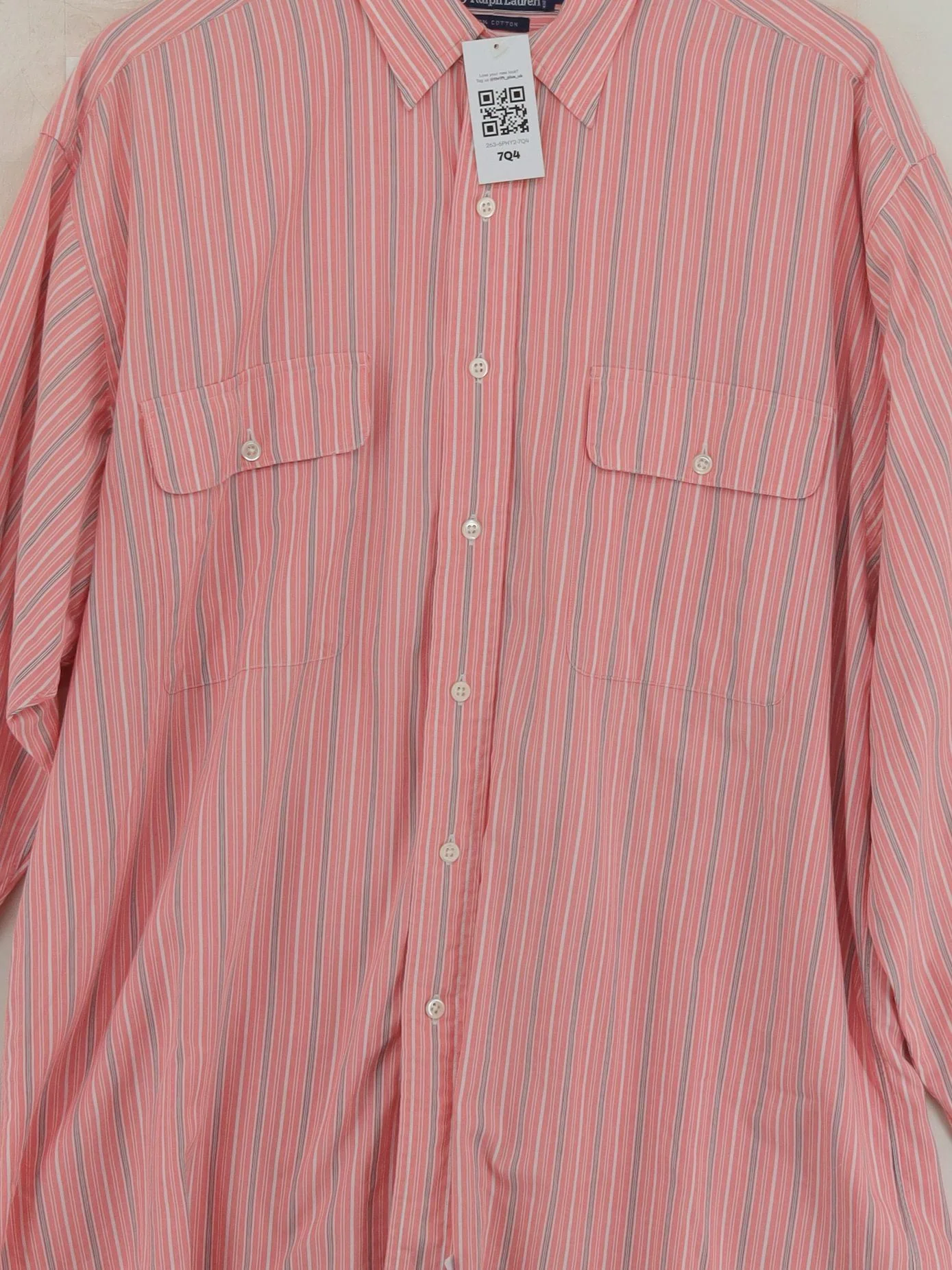 RLX (RALPH LAUREN) Men's Shirt L Red Striped 100% Cotton Basic - Image 3
