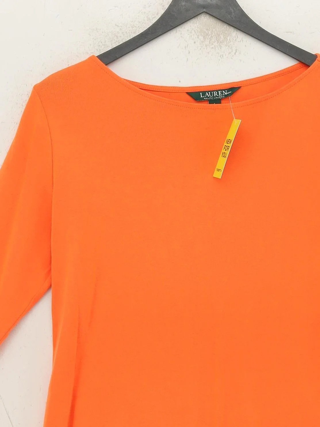 RLX (RALPH LAUREN) Women's Top L Orange 100% Cotton 3/4 Sleeve Round Neck Basic - Image 3
