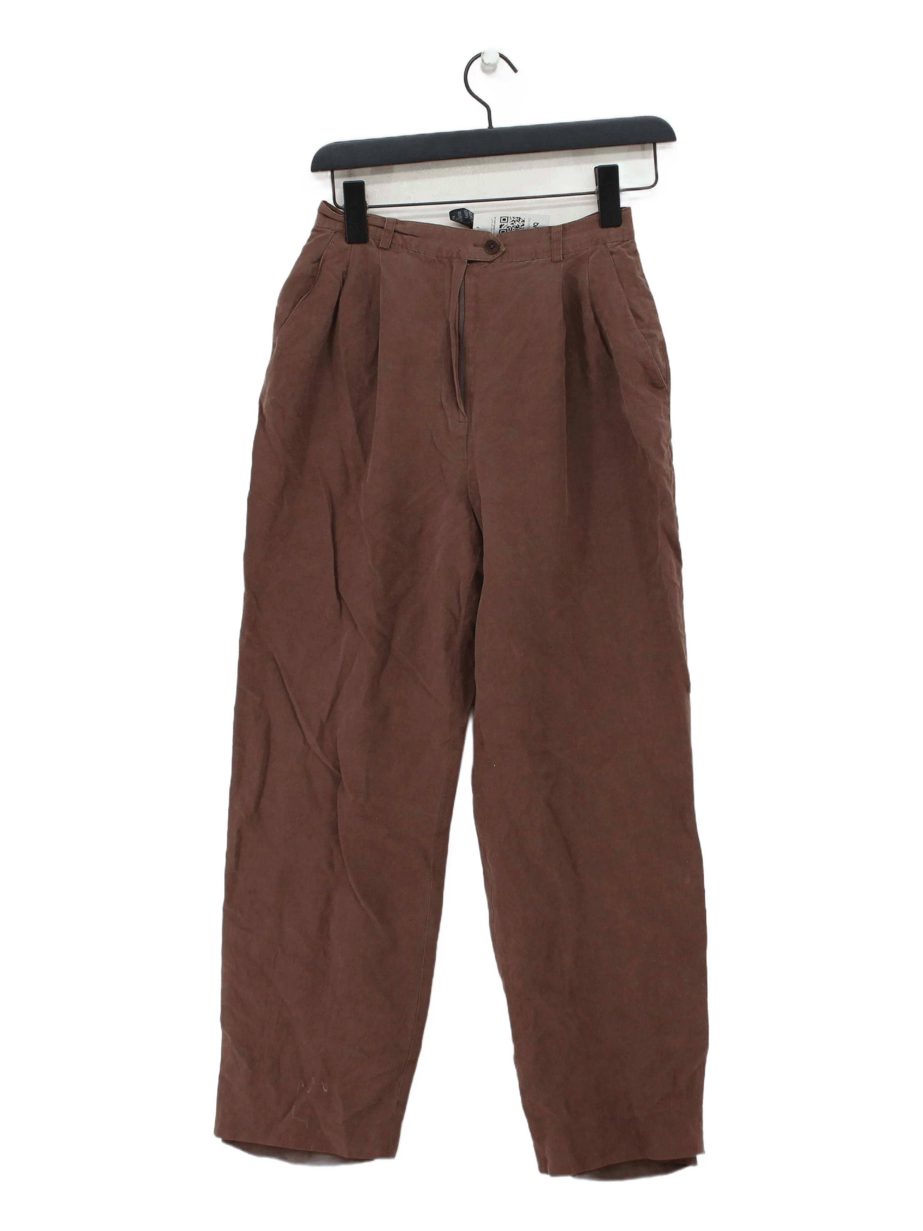RLX (RALPH LAUREN) Women's Trousers UK 10 Brown Silk with Linen Wide-Leg Chino