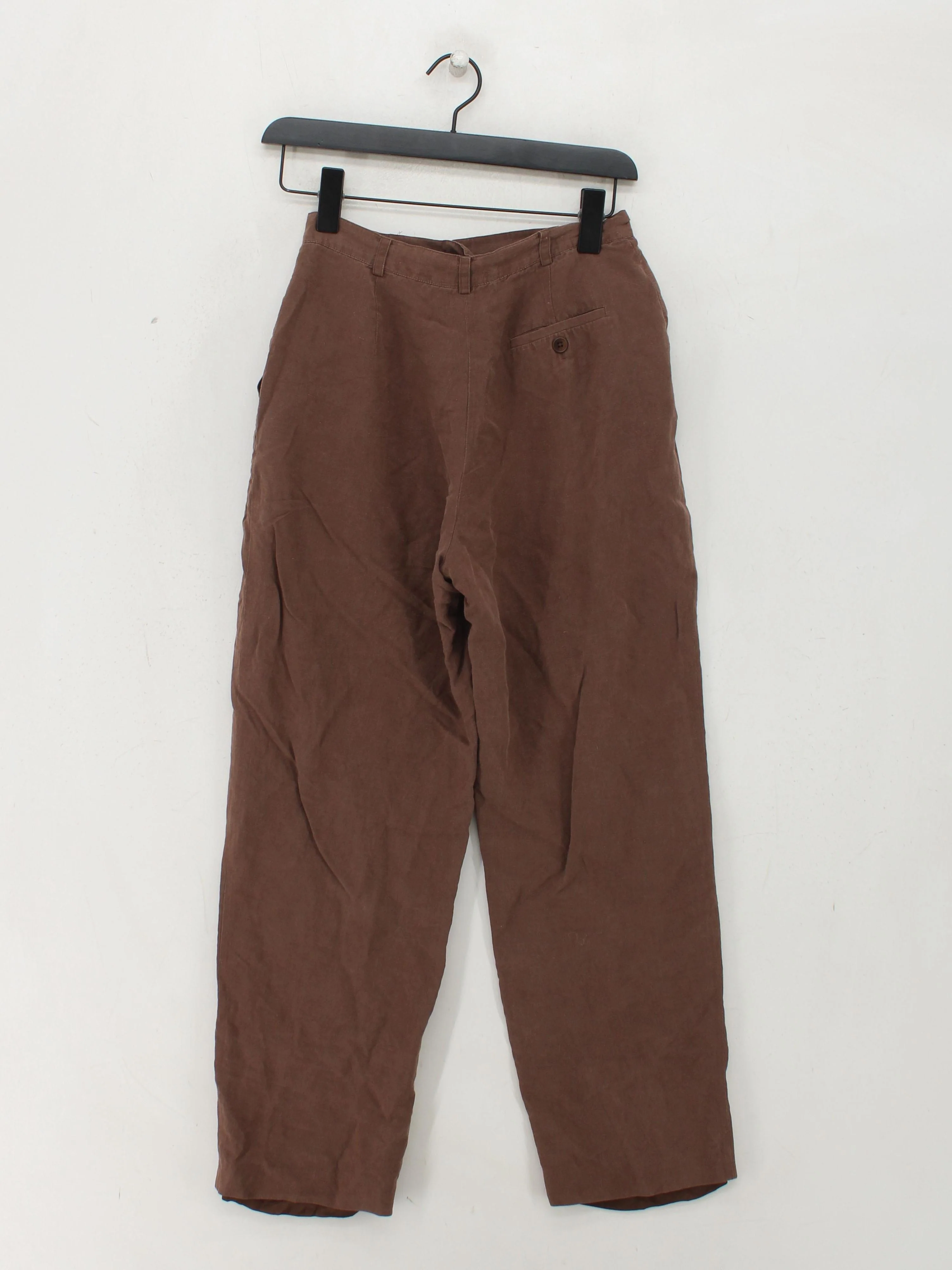RLX (RALPH LAUREN) Women's Trousers UK 10 Brown Silk with Linen Wide-Leg Chino - Image 2