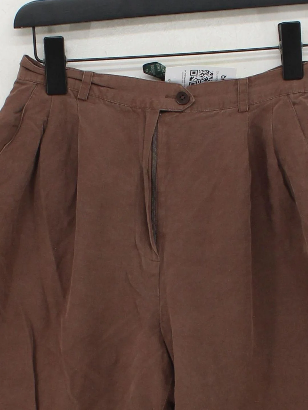 RLX (RALPH LAUREN) Women's Trousers UK 10 Brown Silk with Linen Wide-Leg Chino - Image 3