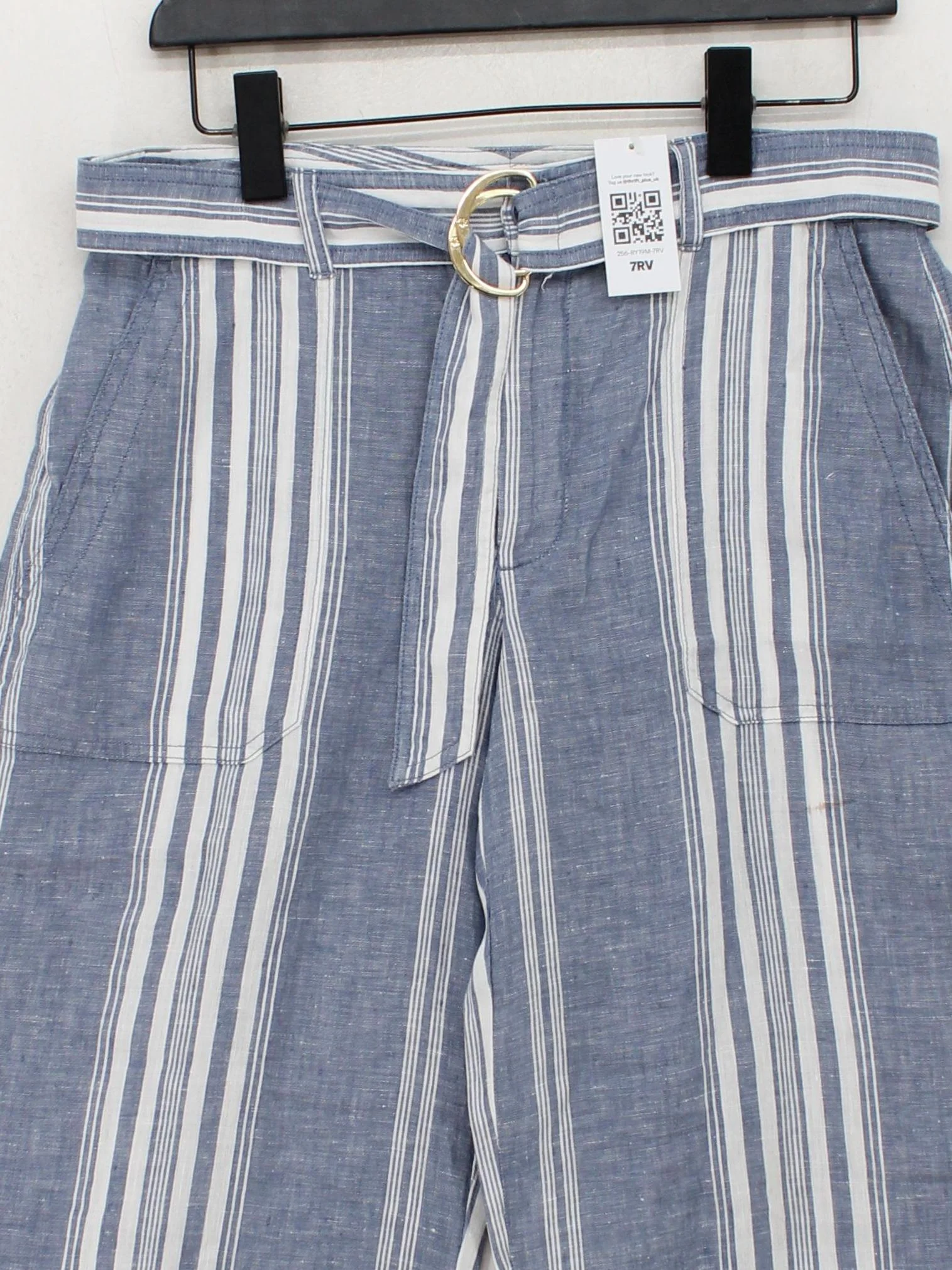 RLX (RALPH LAUREN) Women's Trousers UK 8 Blue 100% Linen Cropped - Image 3