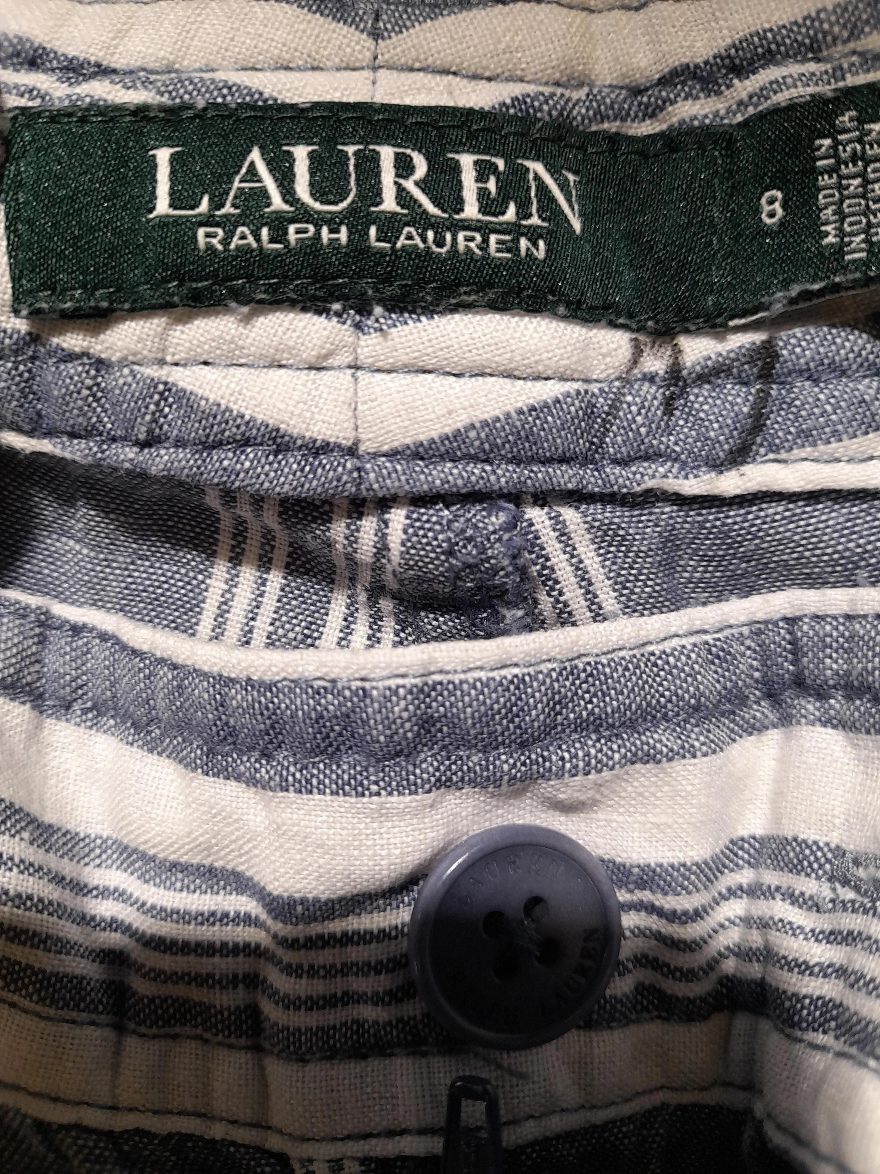 RLX (RALPH LAUREN) Women's Trousers UK 8 Blue 100% Linen Cropped - Image 5