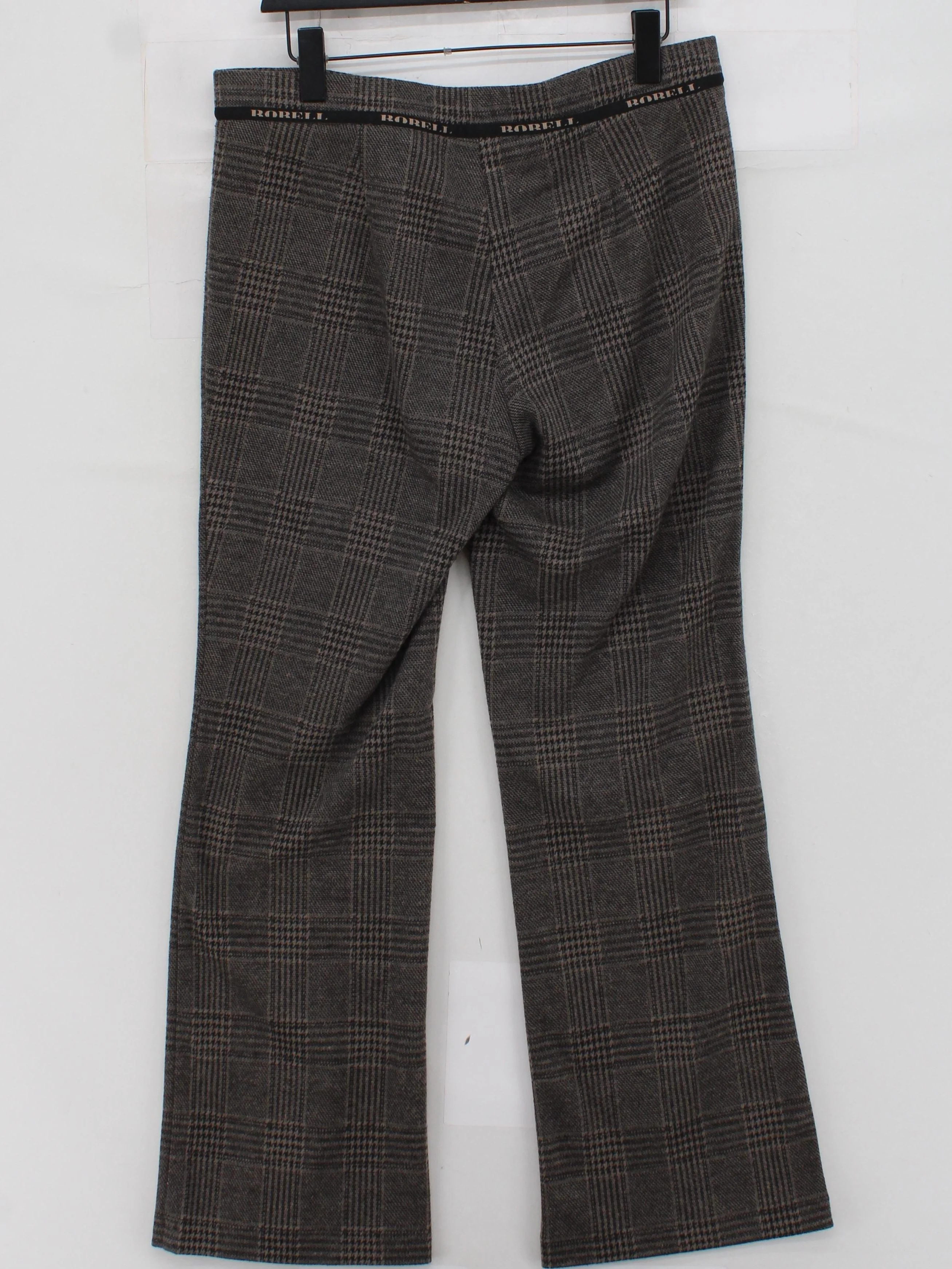 Robell Women's Trousers UK 14 Grey Checkered Polyester with Viscose Flared Capri - Image 2