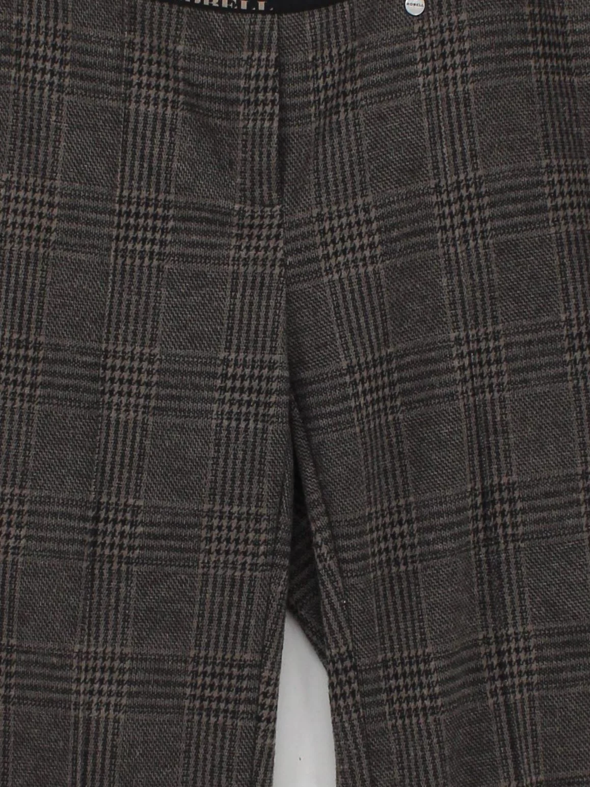 Robell Women's Trousers UK 14 Grey Checkered Polyester with Viscose Flared Capri - Image 3