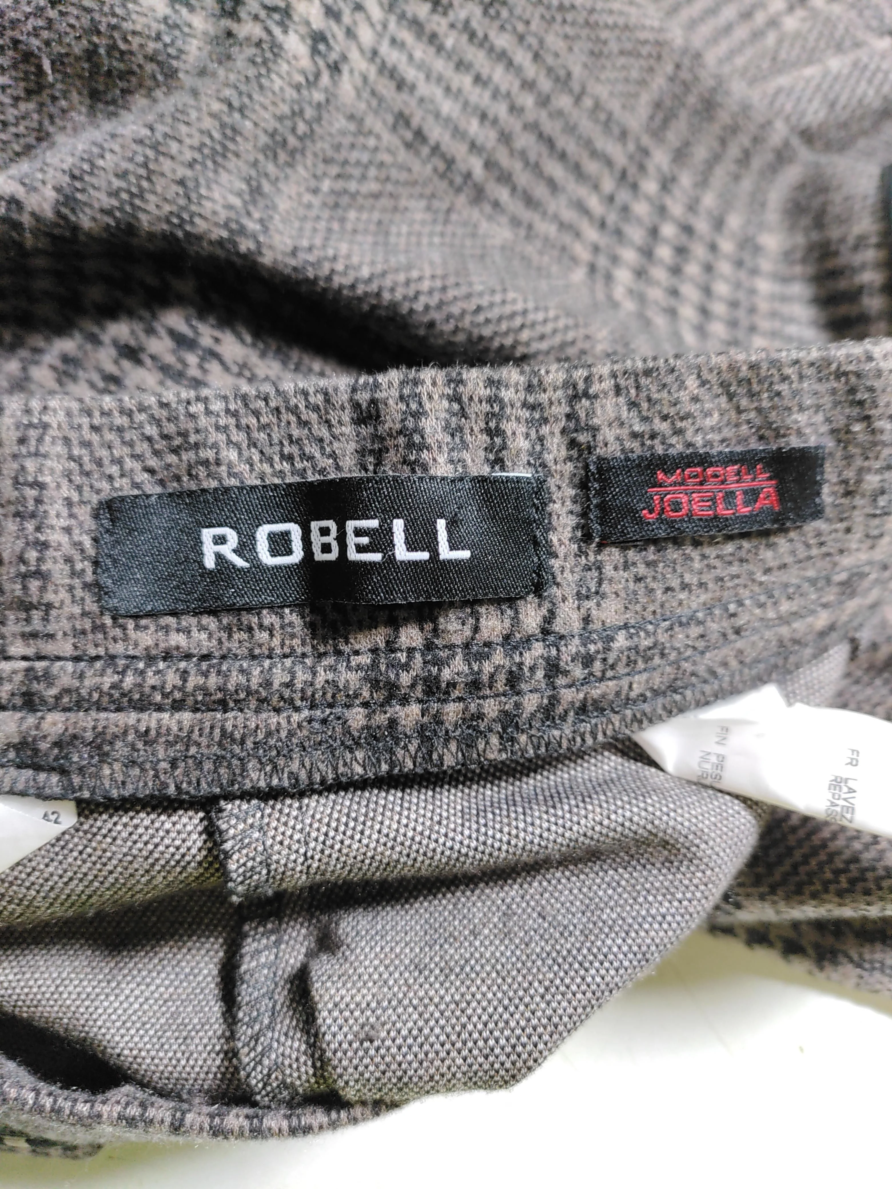 Robell Women's Trousers UK 14 Grey Checkered Polyester with Viscose Flared Capri - Image 5