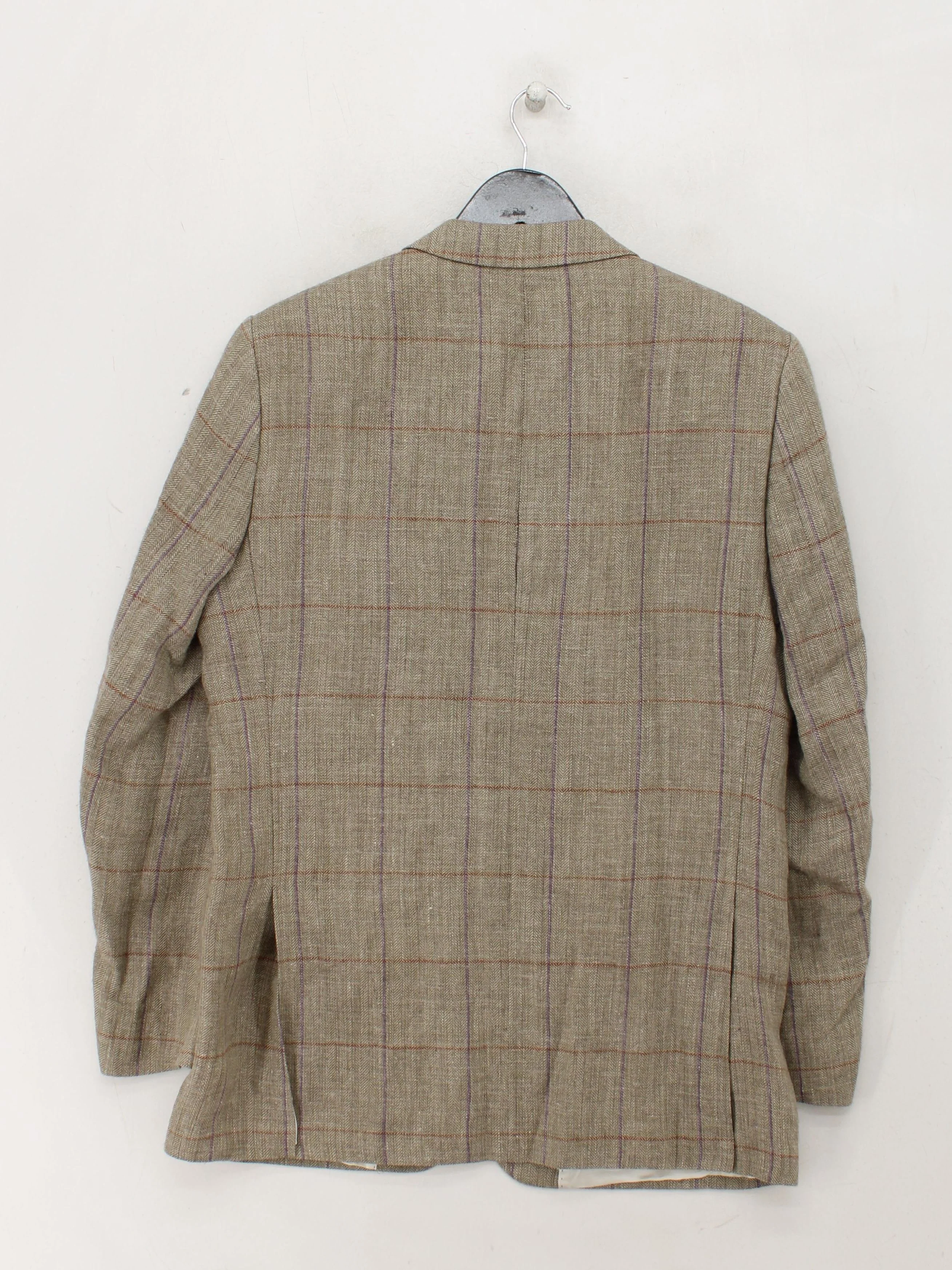Robert Noble Men's Blazer Chest: 38 in Brown Checkered 100% Wool Overcoat - Image 2