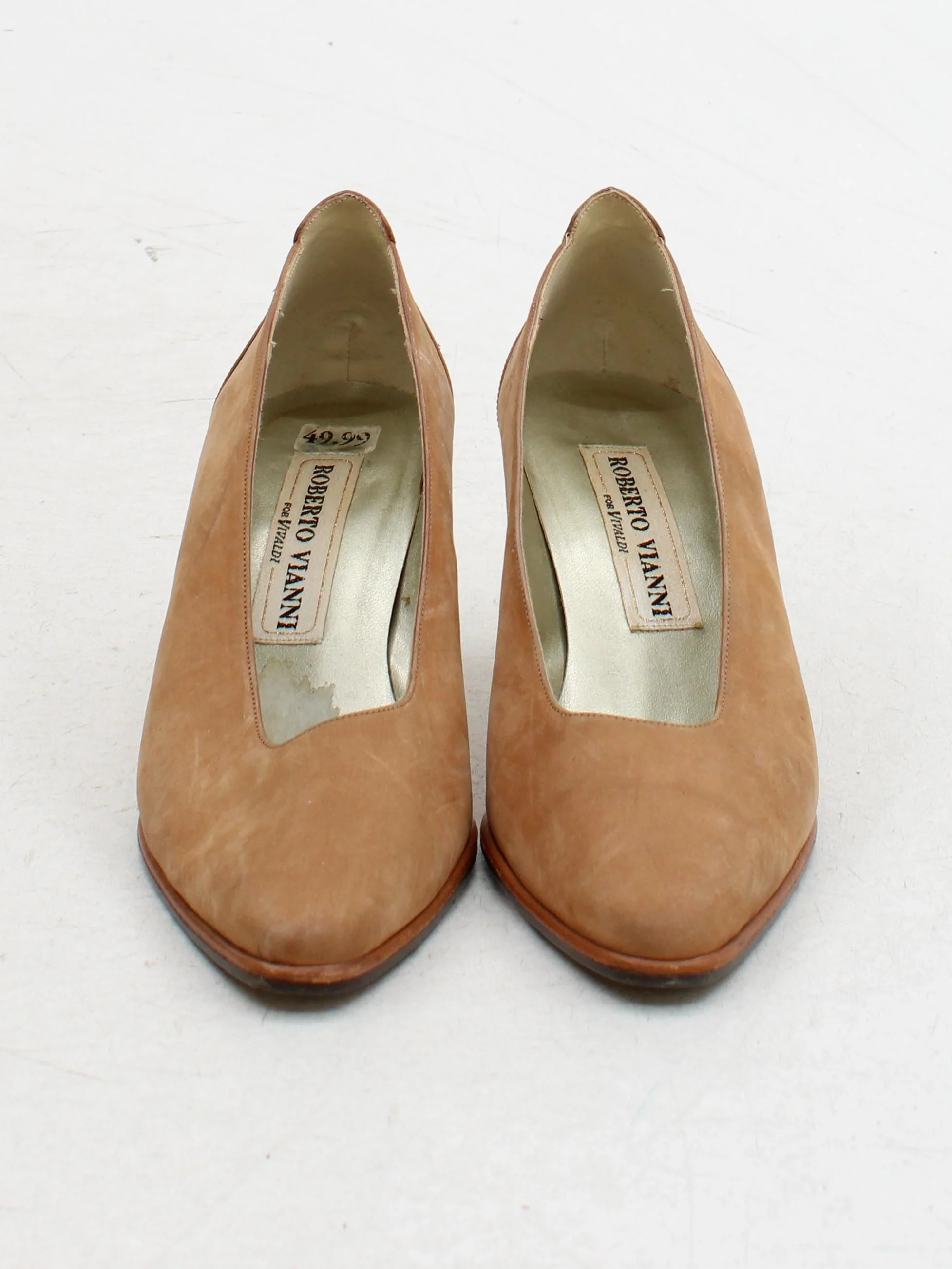 Roberto Vianni Women's Heels UK 3.5 Tan Suede with Leather Court - Image 2