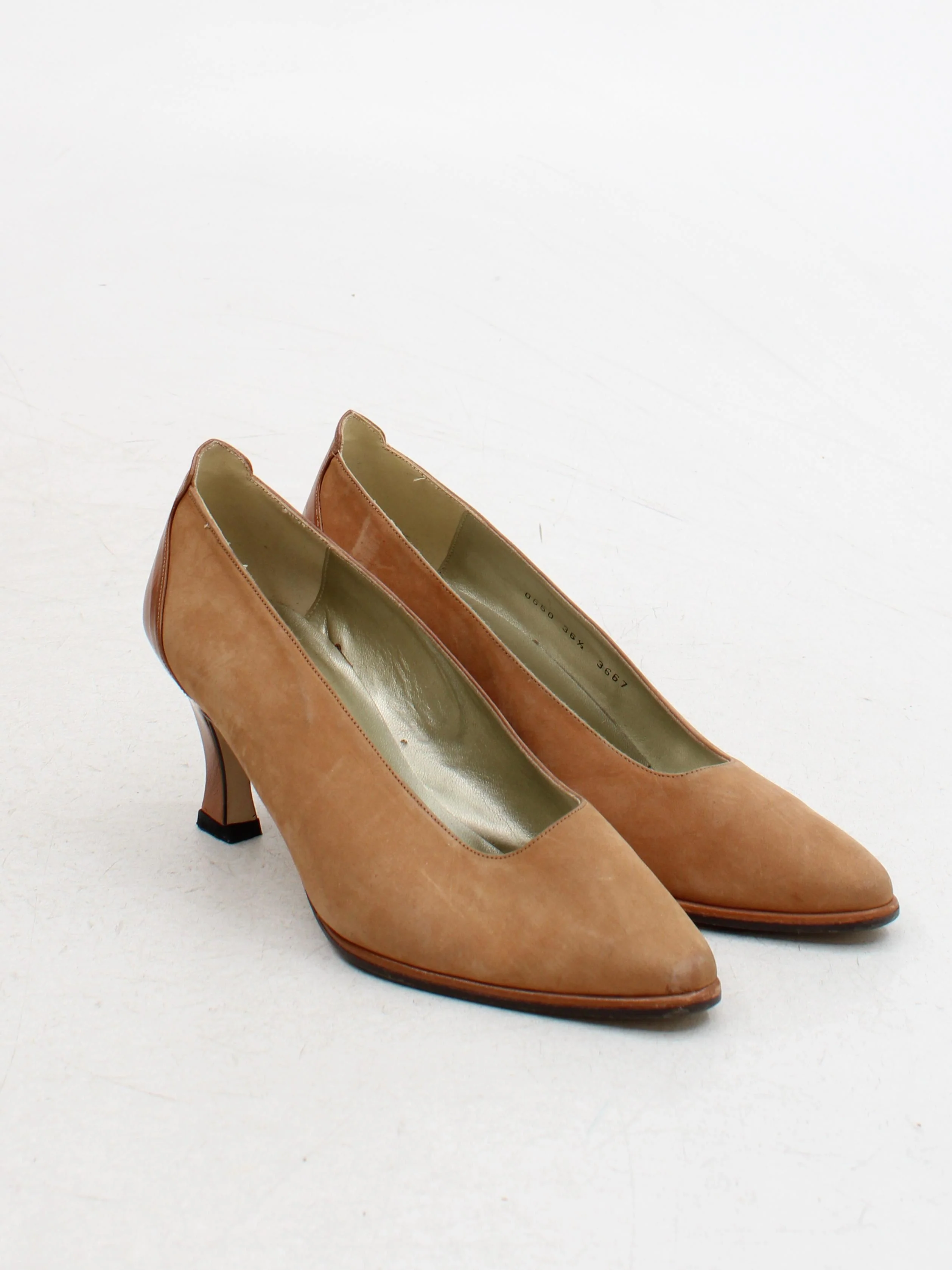 Roberto Vianni Women's Heels UK 3.5 Tan Suede with Leather Court - Image 4