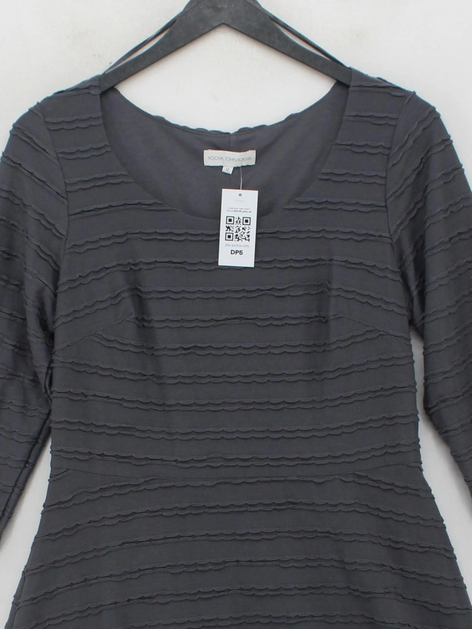 Rocha.John Rocha A-Line Mini Dress UK12 in Grey - Image 3