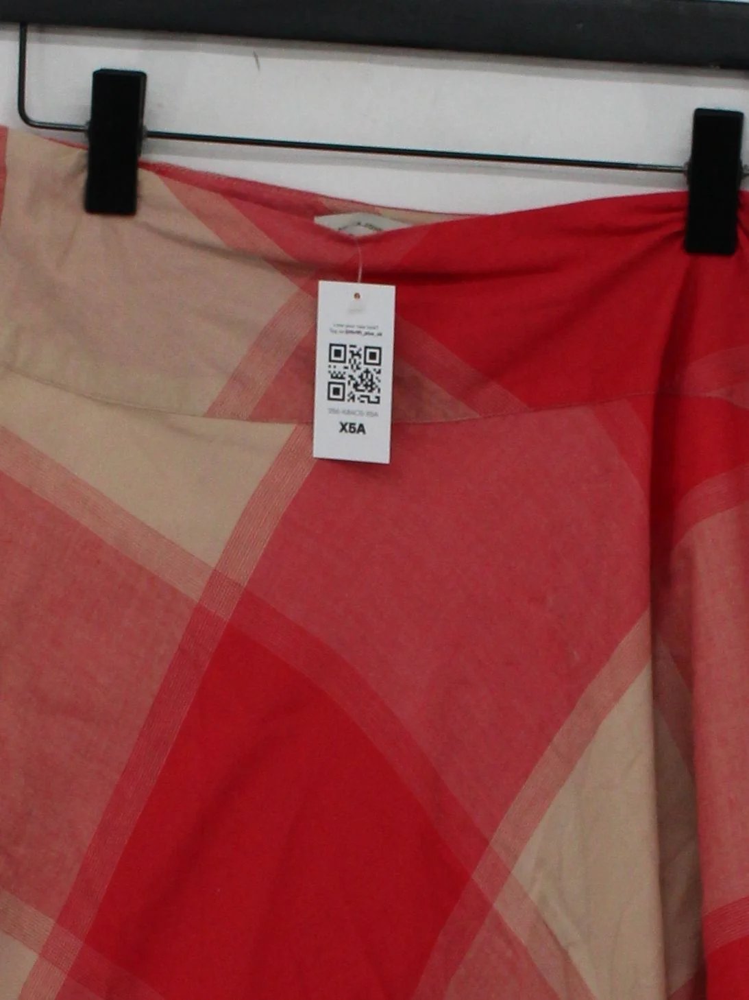 Rocha.John Rocha Women's Midi Skirt UK 12 Red Checkered 100% Cotton Midi A-Line - Image 3