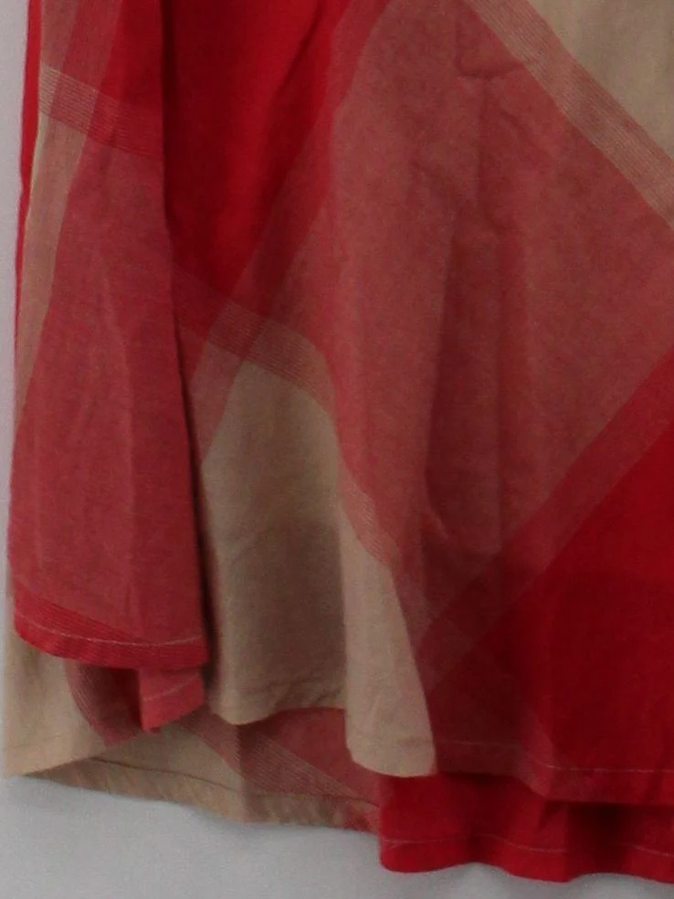 Rocha.John Rocha Women's Midi Skirt UK 12 Red Checkered 100% Cotton Midi A-Line - Image 4
