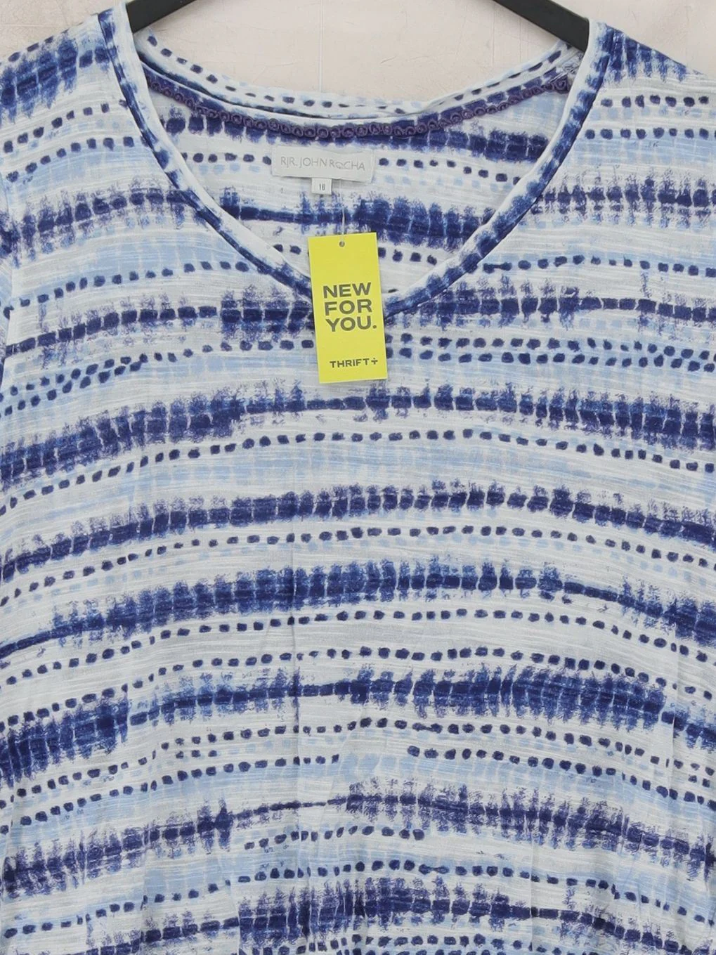 Rocha.John Rocha Women's T-Shirt L Blue 100% Viscose Basic - Image 3