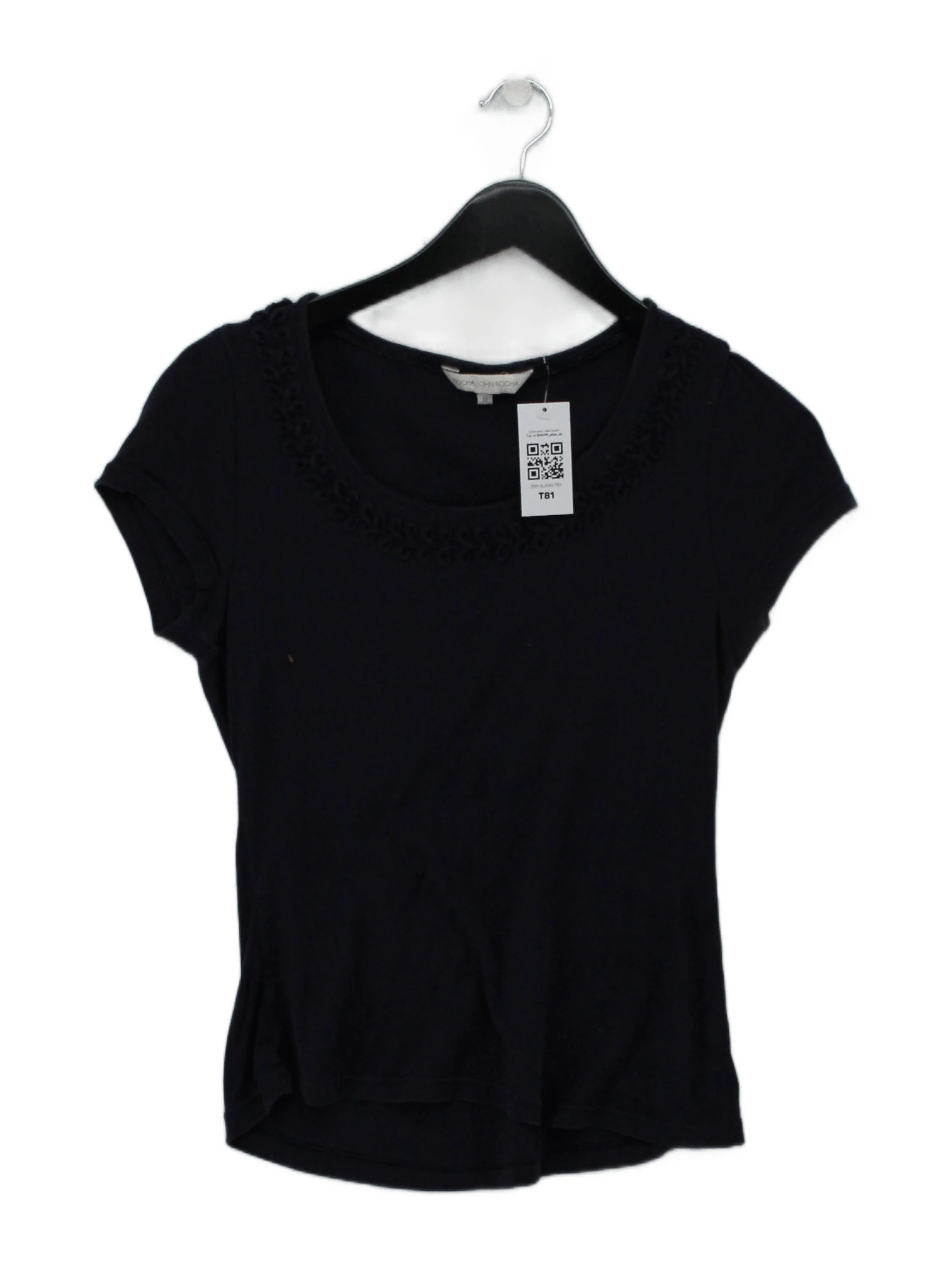 Rocha.John Rocha Women's T-Shirt UK 12 Blue Cotton with Lyocell Modal Basic