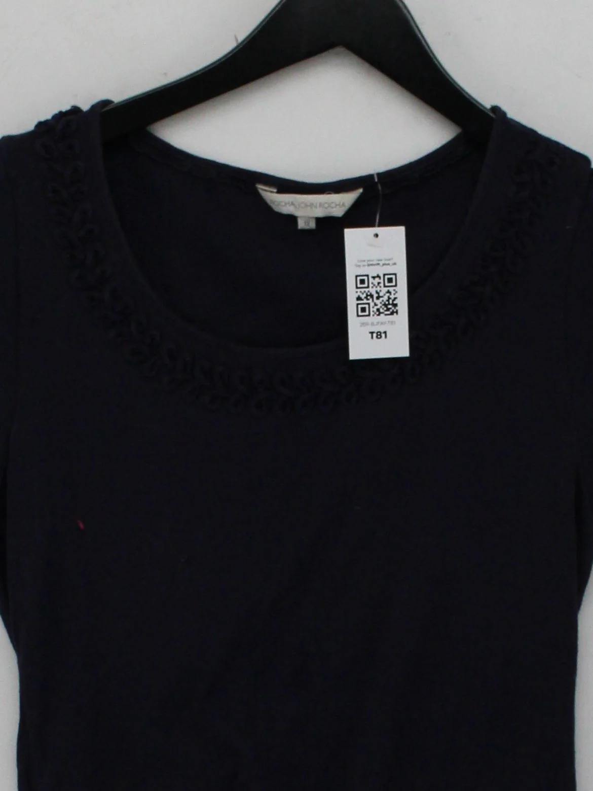Rocha.John Rocha Women's T-Shirt UK 12 Blue Cotton with Lyocell Modal Basic - Image 3