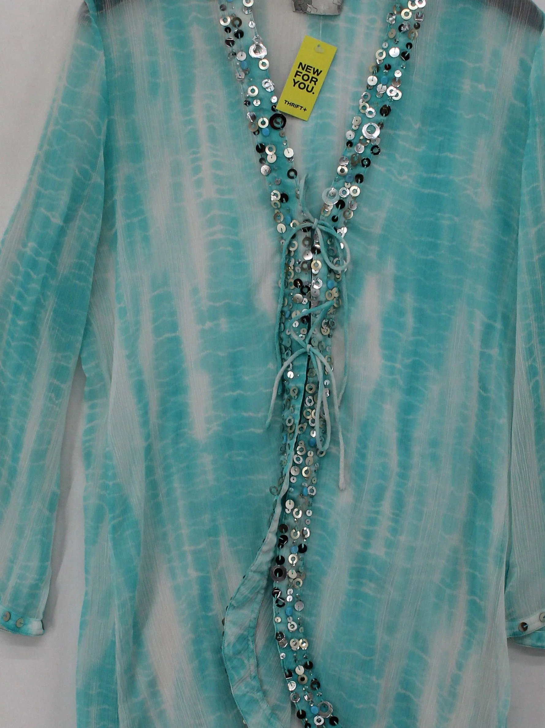Rocha.John Rocha Women's Top UK 14 Blue 100% Polyester Long Sleeve V-Neck Tunic - Image 3