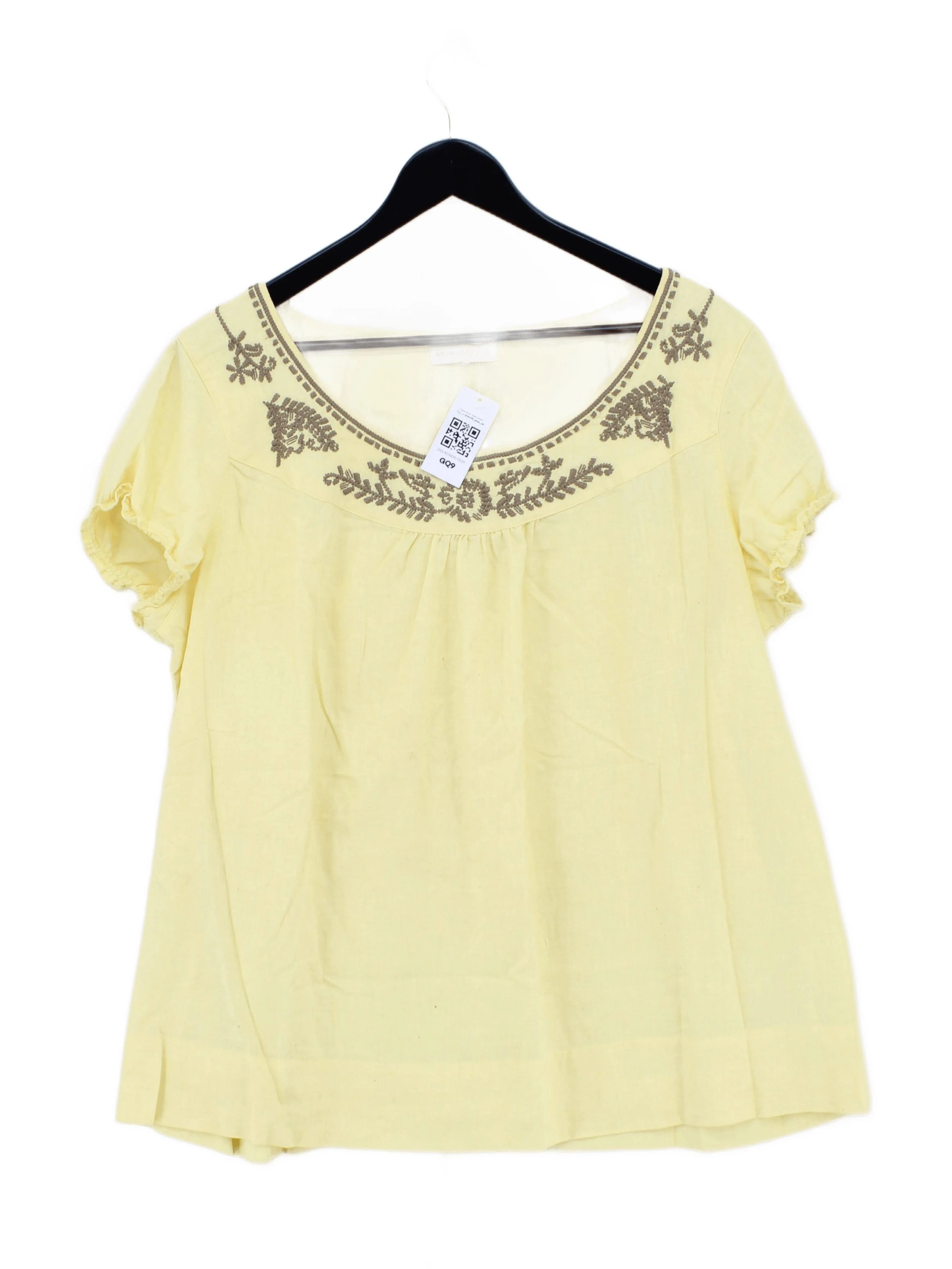 Rocha.John Rocha Women's Top XL Yellow Linen with Cotton Basic