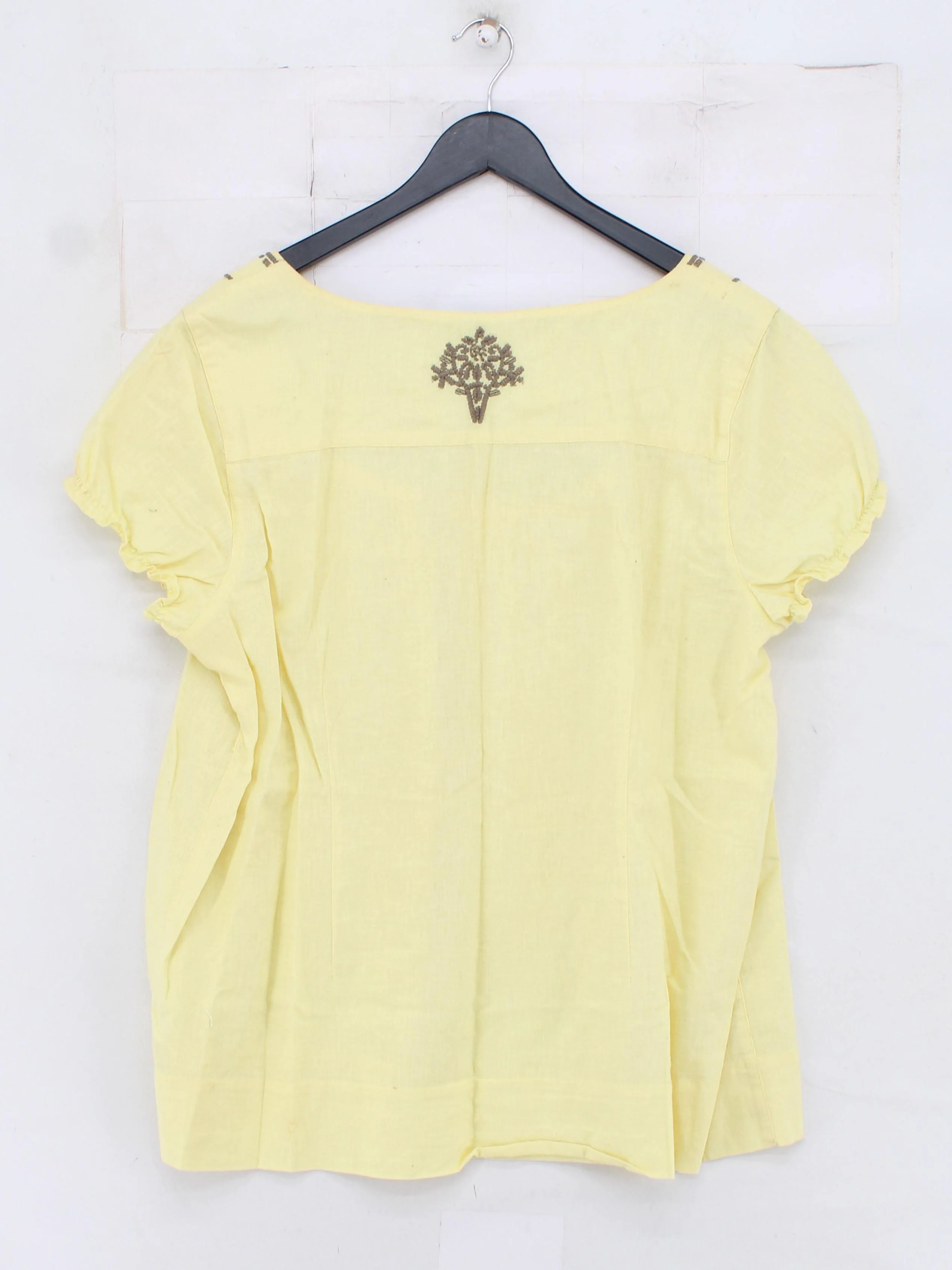 Rocha.John Rocha Women's Top XL Yellow Linen with Cotton Basic - Image 2