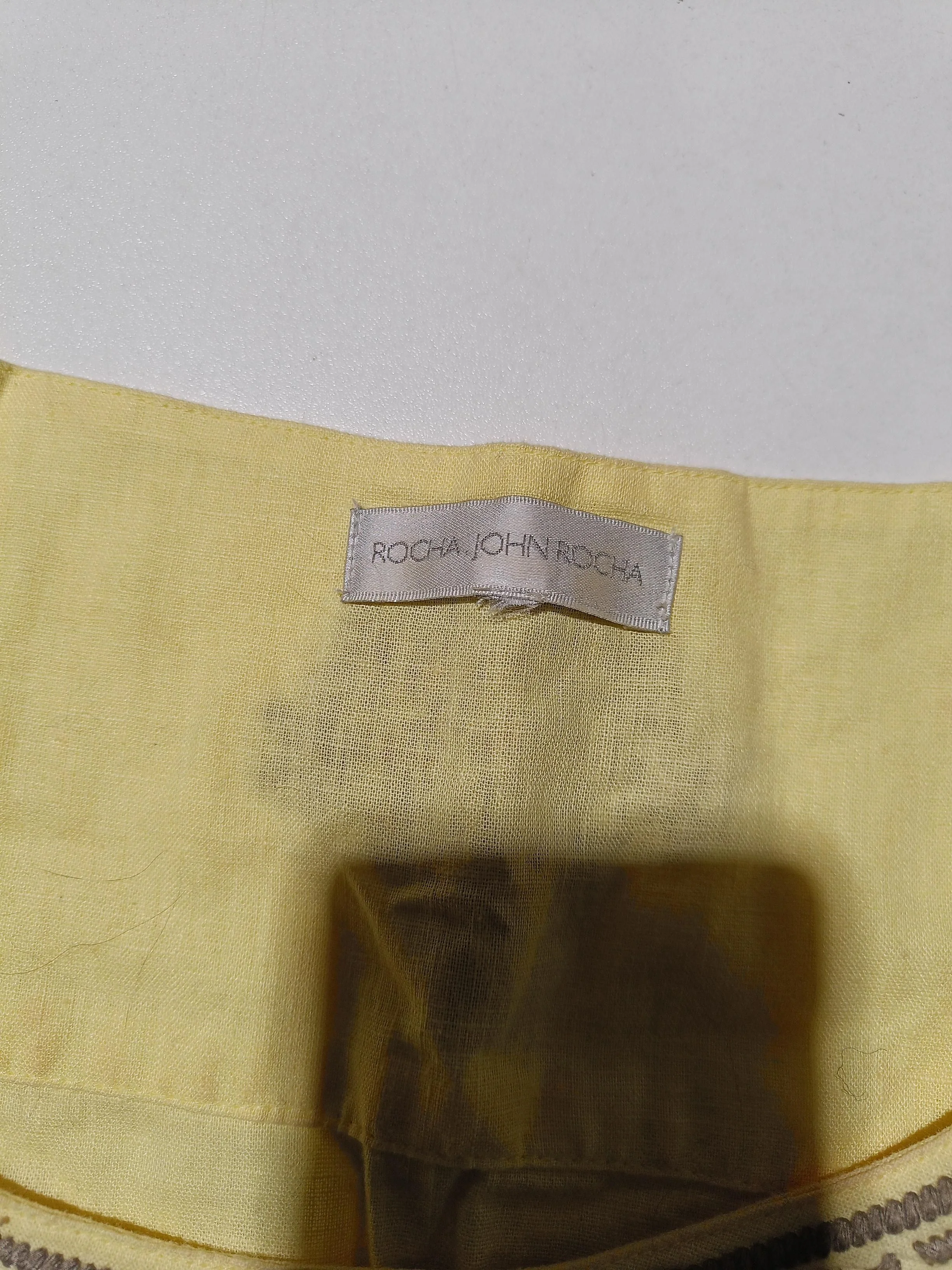 Rocha.John Rocha Women's Top XL Yellow Linen with Cotton Basic - Image 6