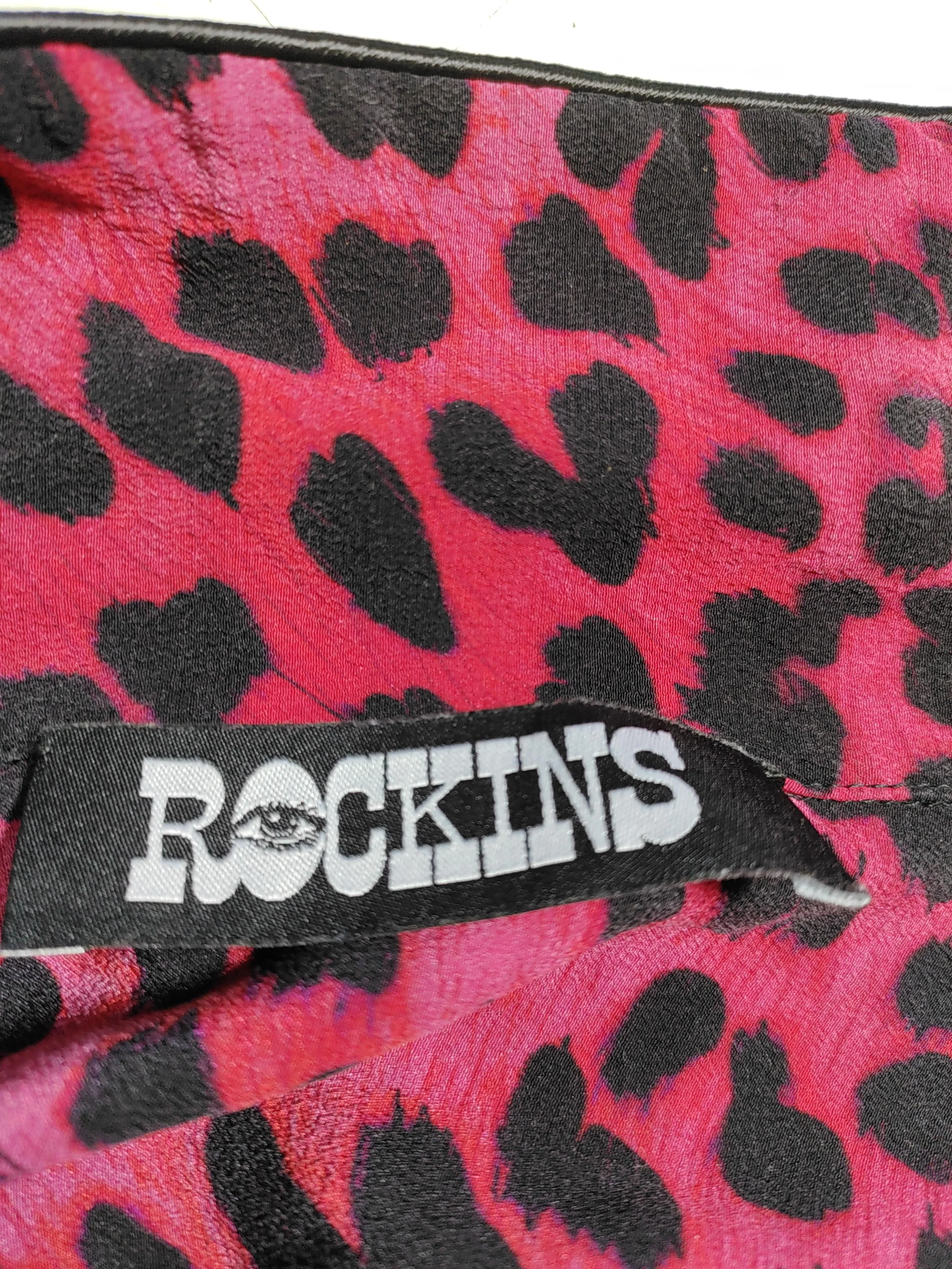 Rockins Women's Shirt M Red Animal Print 100% Silk Long Sleeve Collared Basic - Image 6