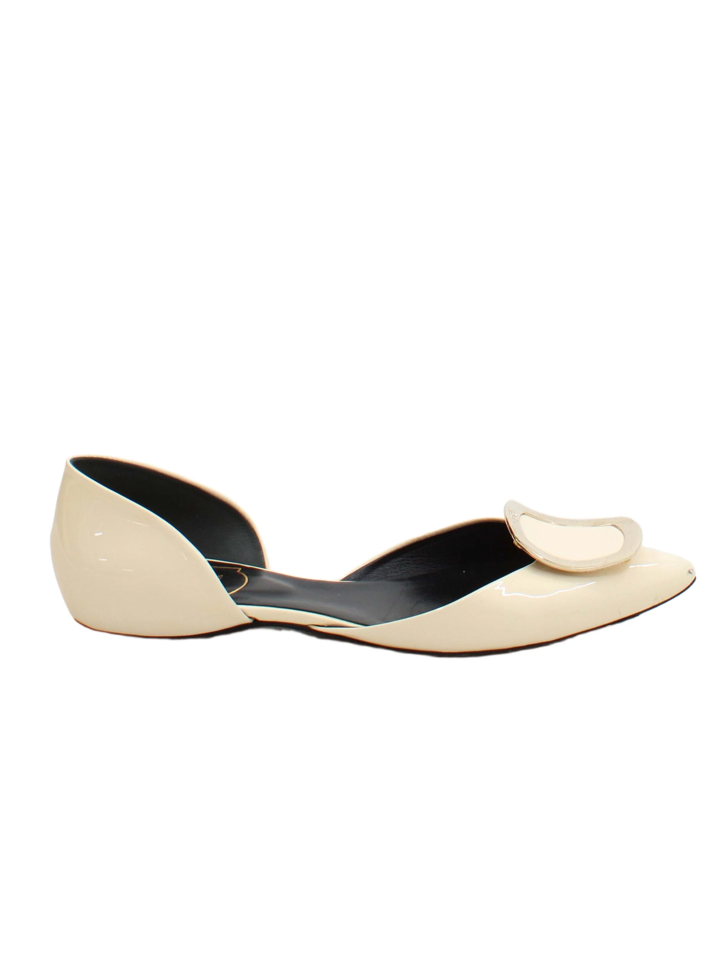 Roger Vivier Women's Flat Shoes UK 3.5 Cream 100% Leather Ballet