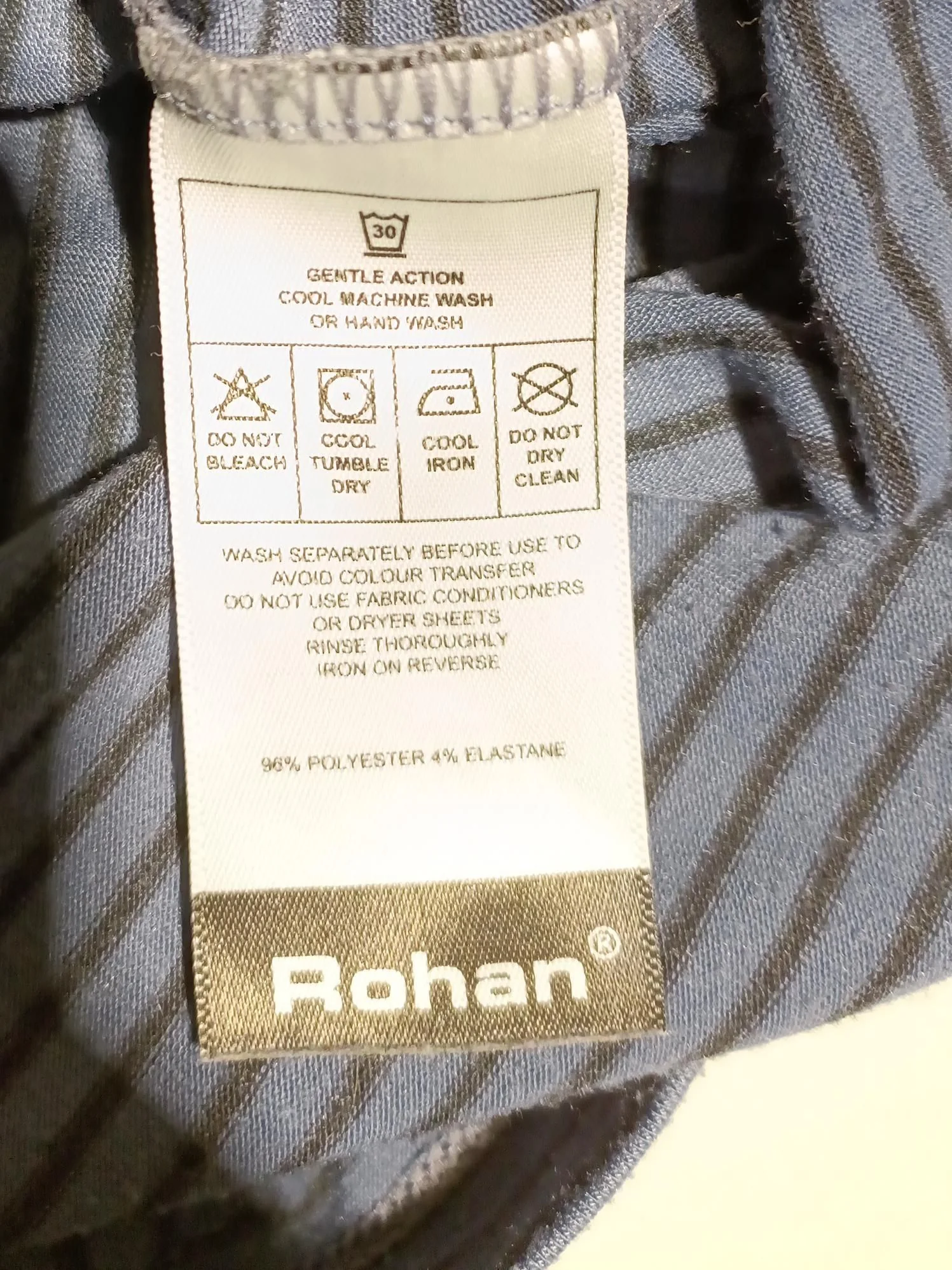 Rohan Men's T-Shirt M Blue Striped Polyester with Elastane Basic - Image 7