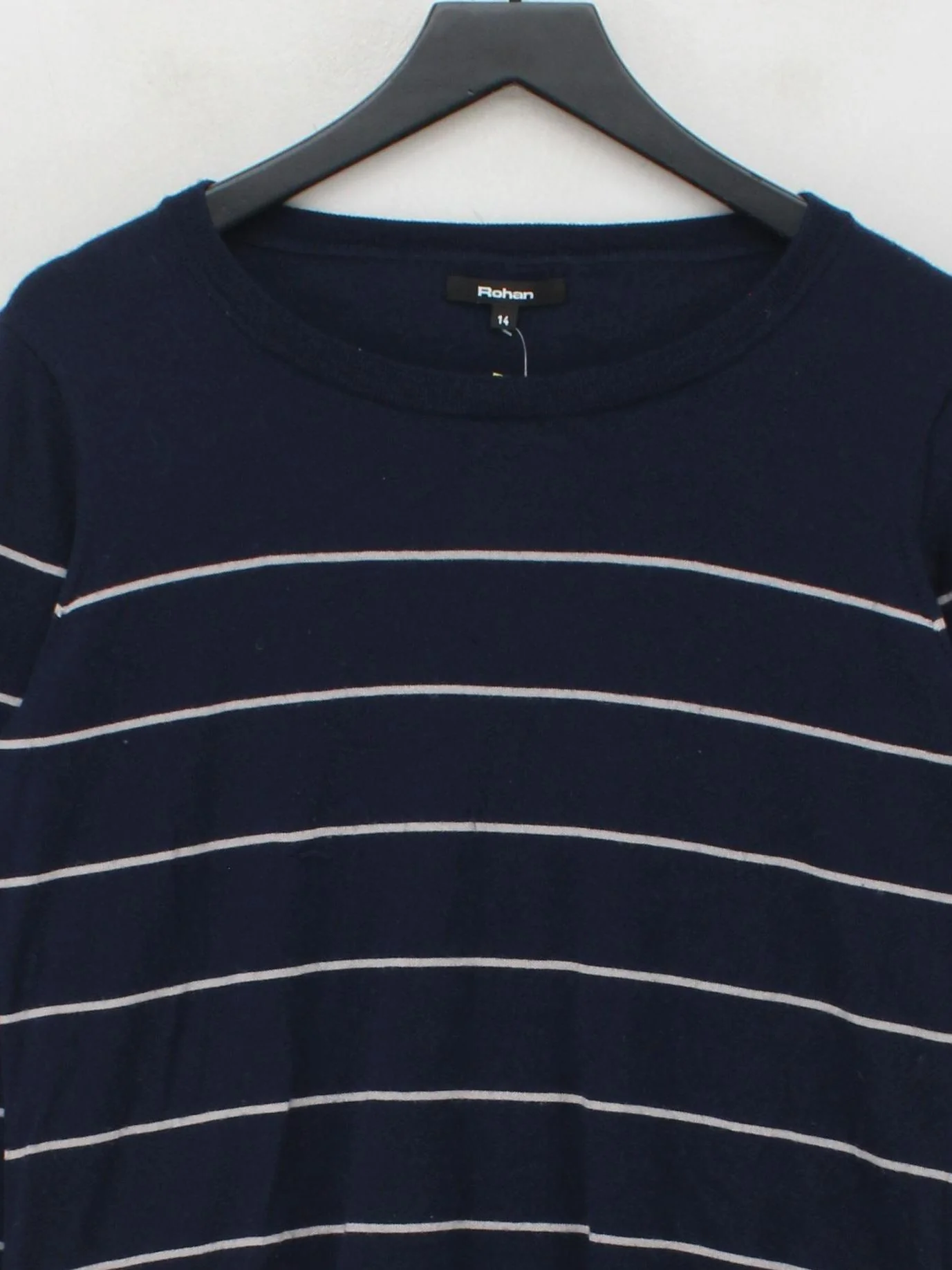 Rohan Women's Jumper M Blue Striped 100% Wool Round Neck Pullover - Image 3