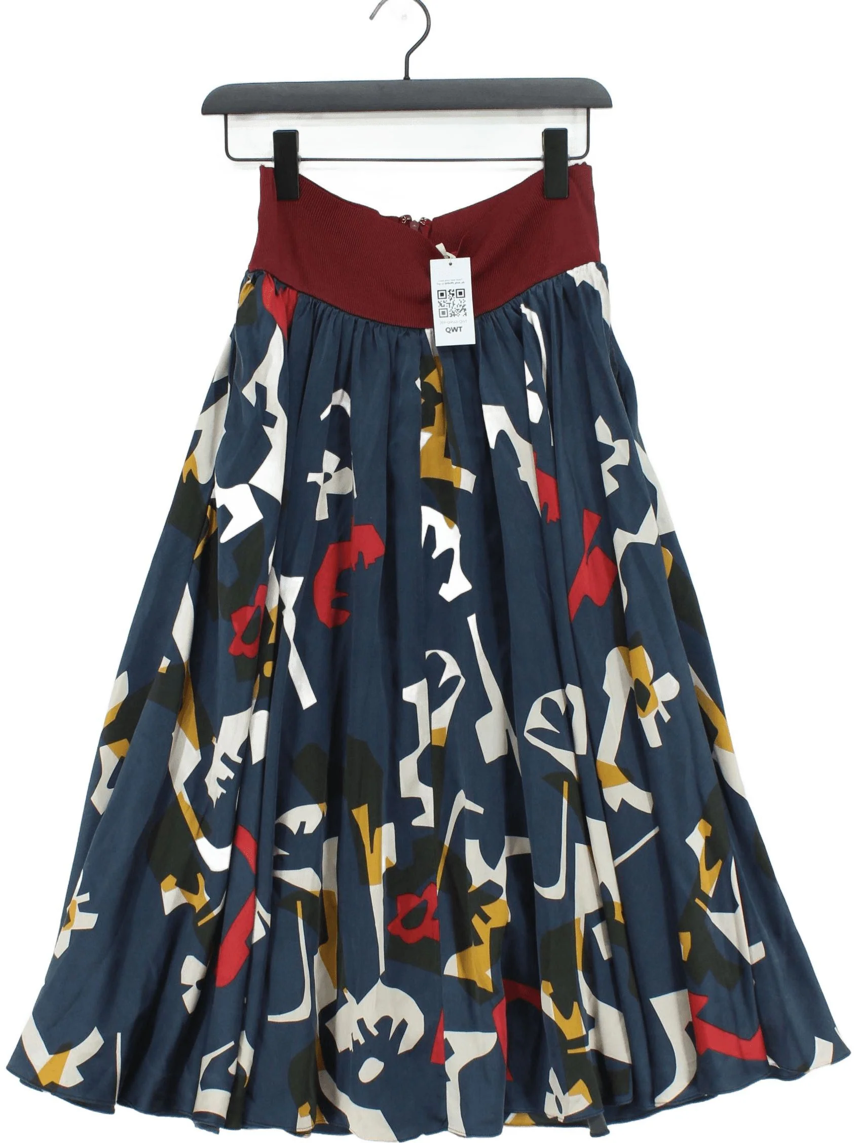 Roksanda Women's Midi Skirt UK 10 Blue Geometric 100% Silk Midi Pleated