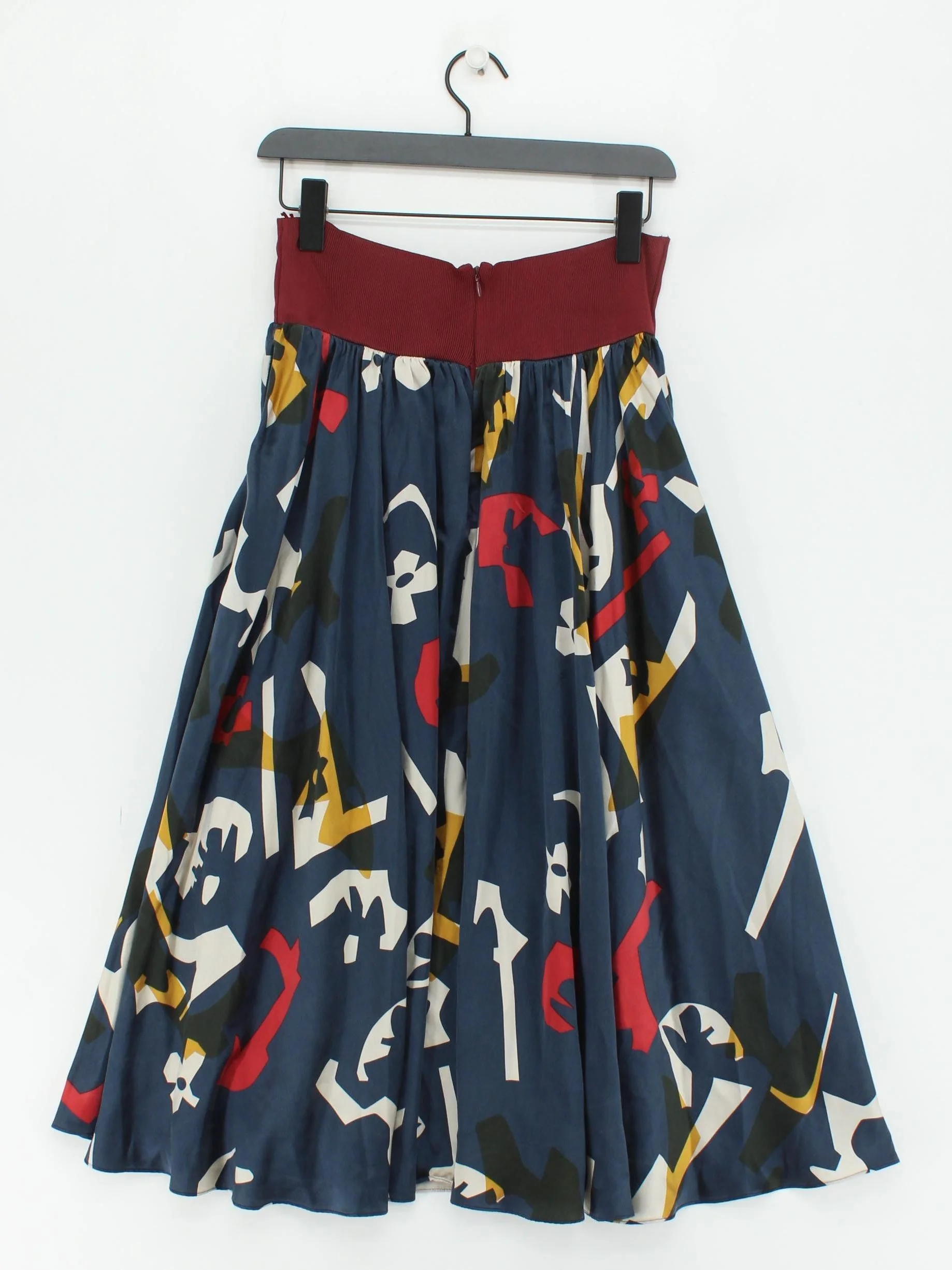 Roksanda Women's Midi Skirt UK 10 Blue Geometric 100% Silk Midi Pleated - Image 2