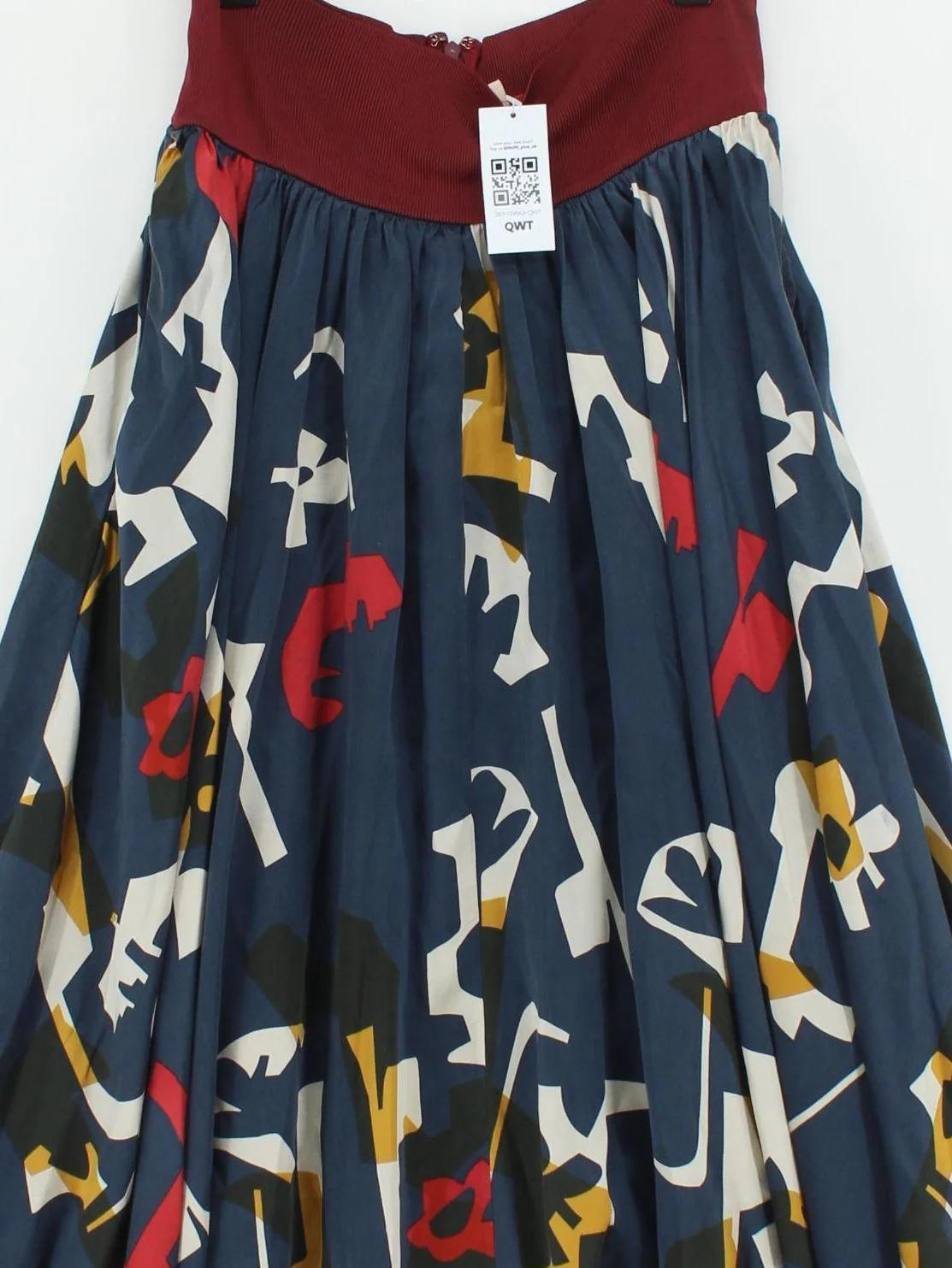 Roksanda Women's Midi Skirt UK 10 Blue Geometric 100% Silk Midi Pleated - Image 3