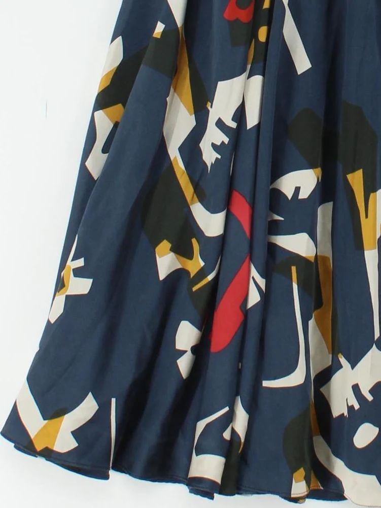 Roksanda Women's Midi Skirt UK 10 Blue Geometric 100% Silk Midi Pleated - Image 4