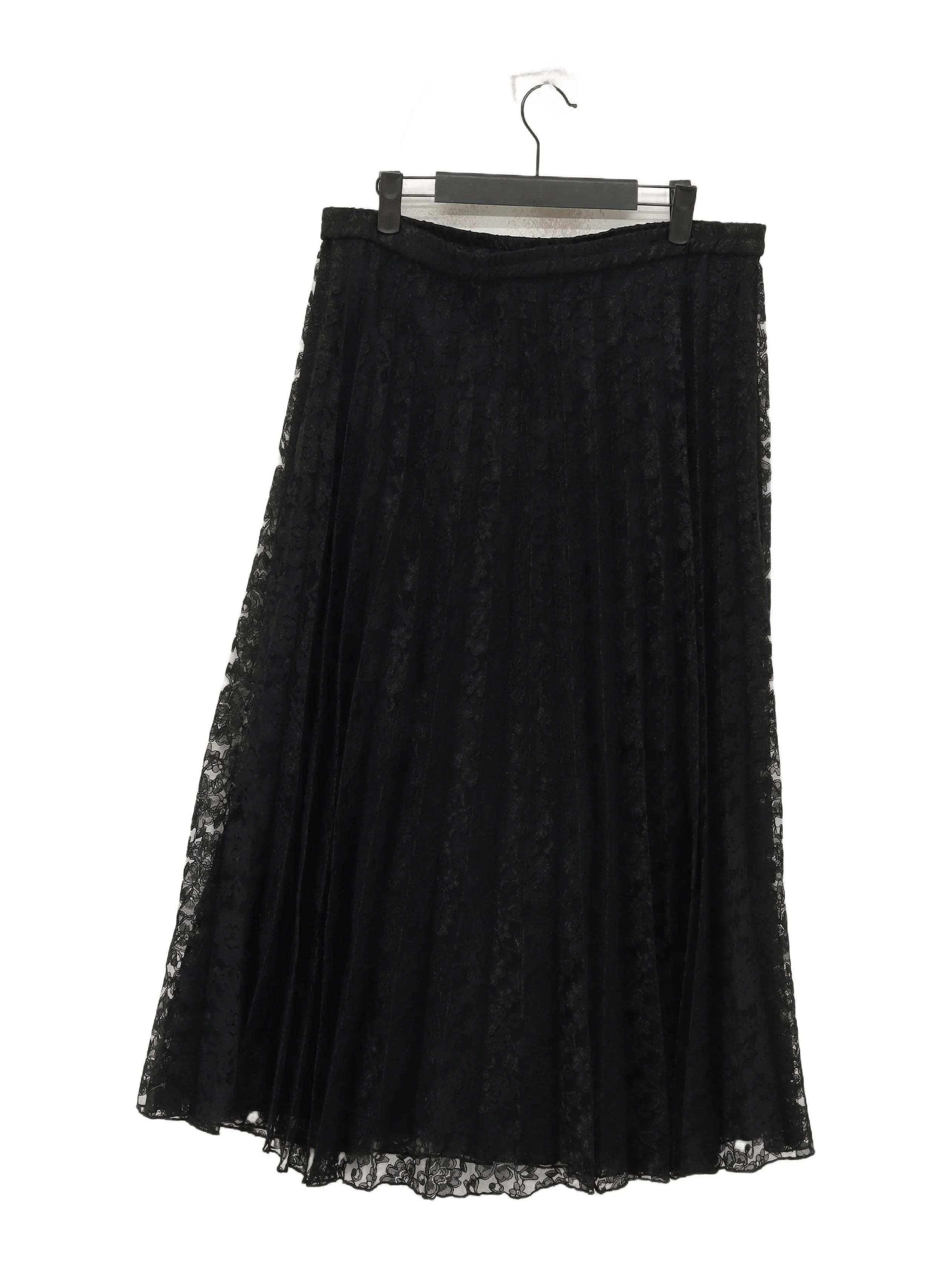 Roland Klein Women's Midi Skirt UK 18 Black Floral 100% Polyester Midi Pleated