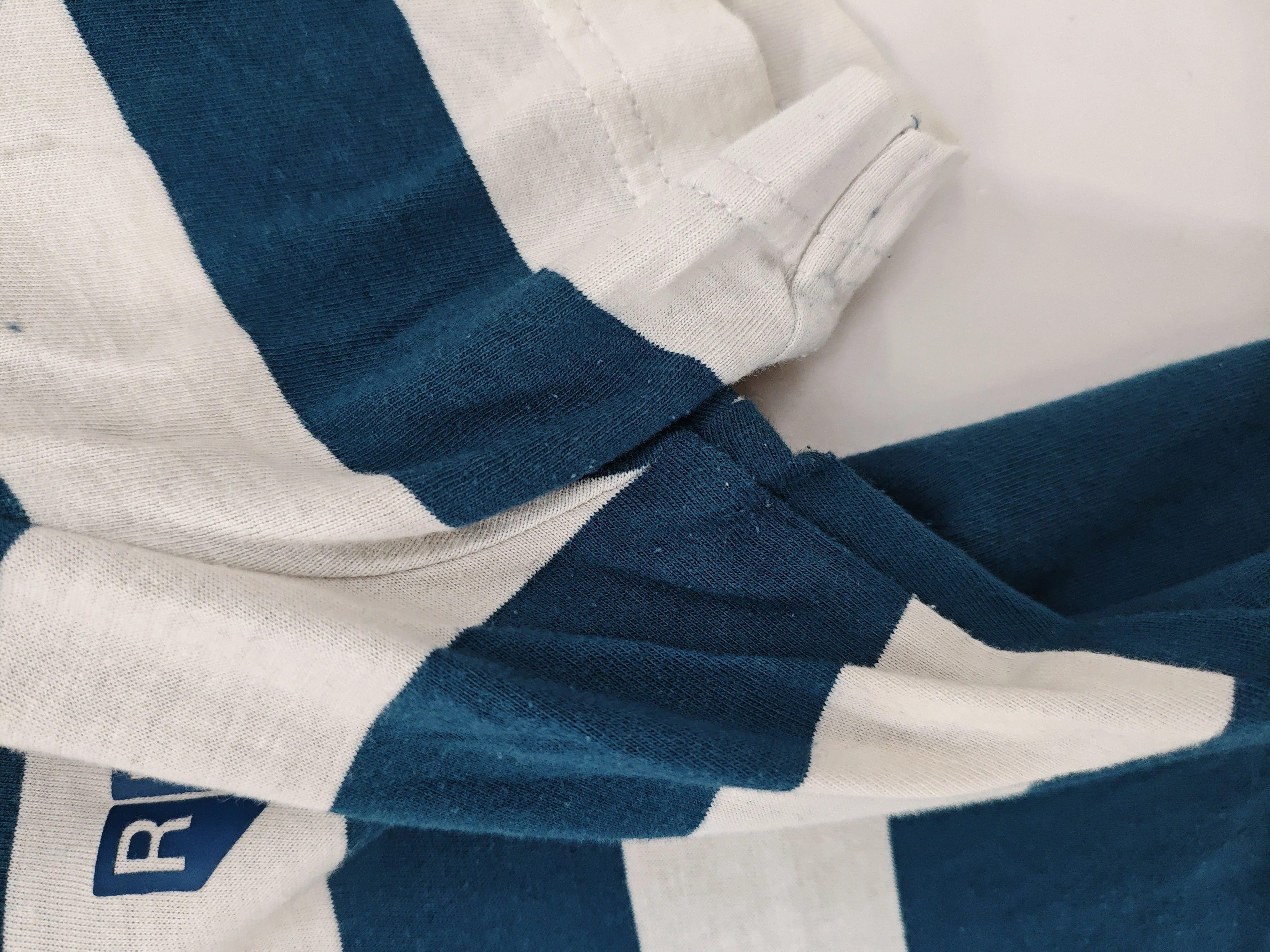 Ron Dorff Men's T-Shirt L Blue Striped 100% Cotton Basic - Image 5