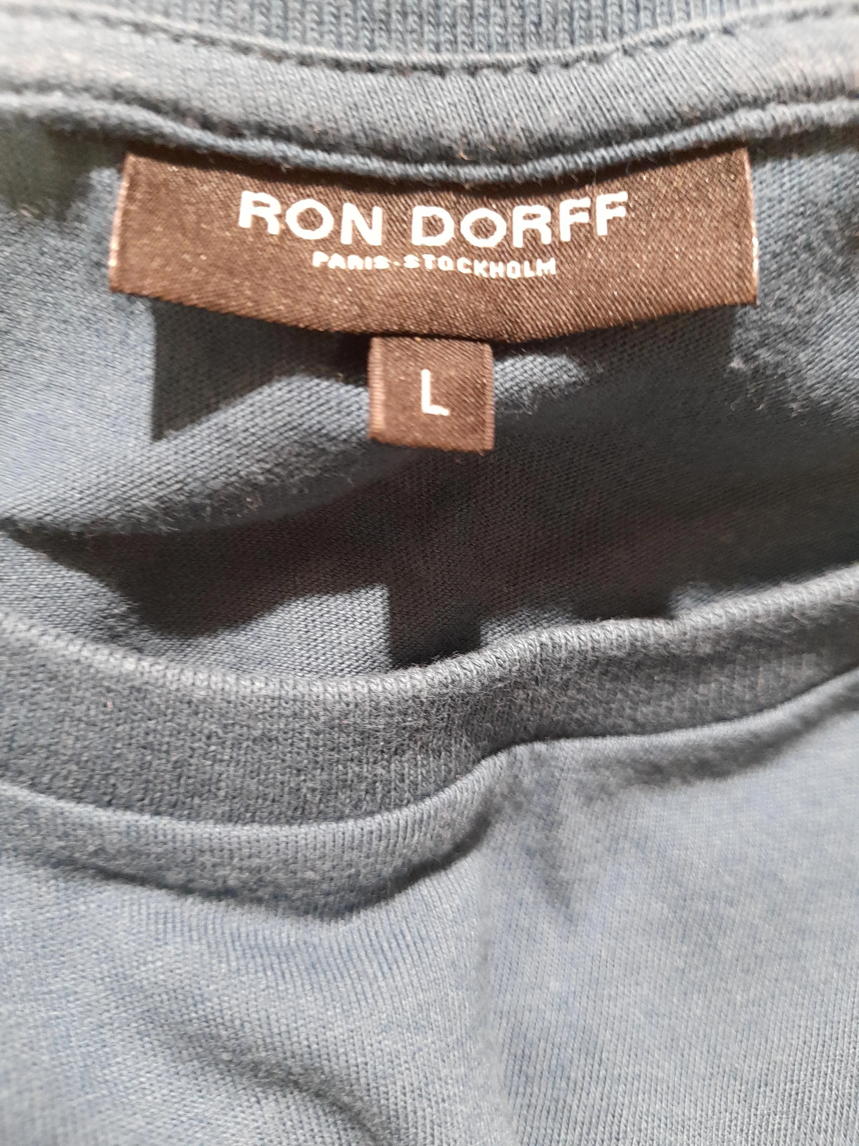 Ron Dorff Men's T-Shirt L Blue Striped 100% Cotton Basic - Image 6