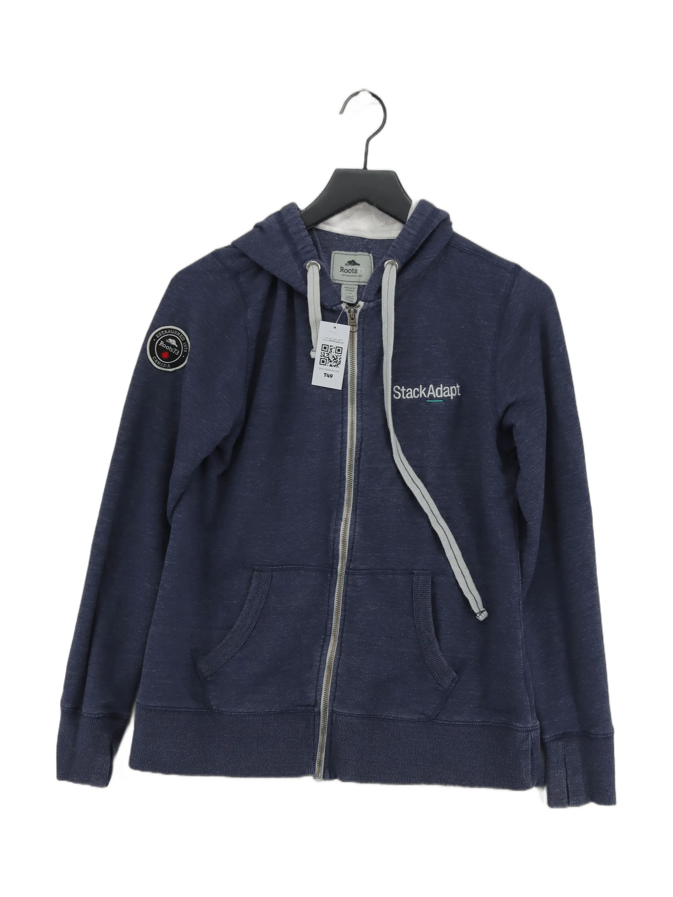 Roots73 Women's Hoodie L Blue 100% Cotton Pullover