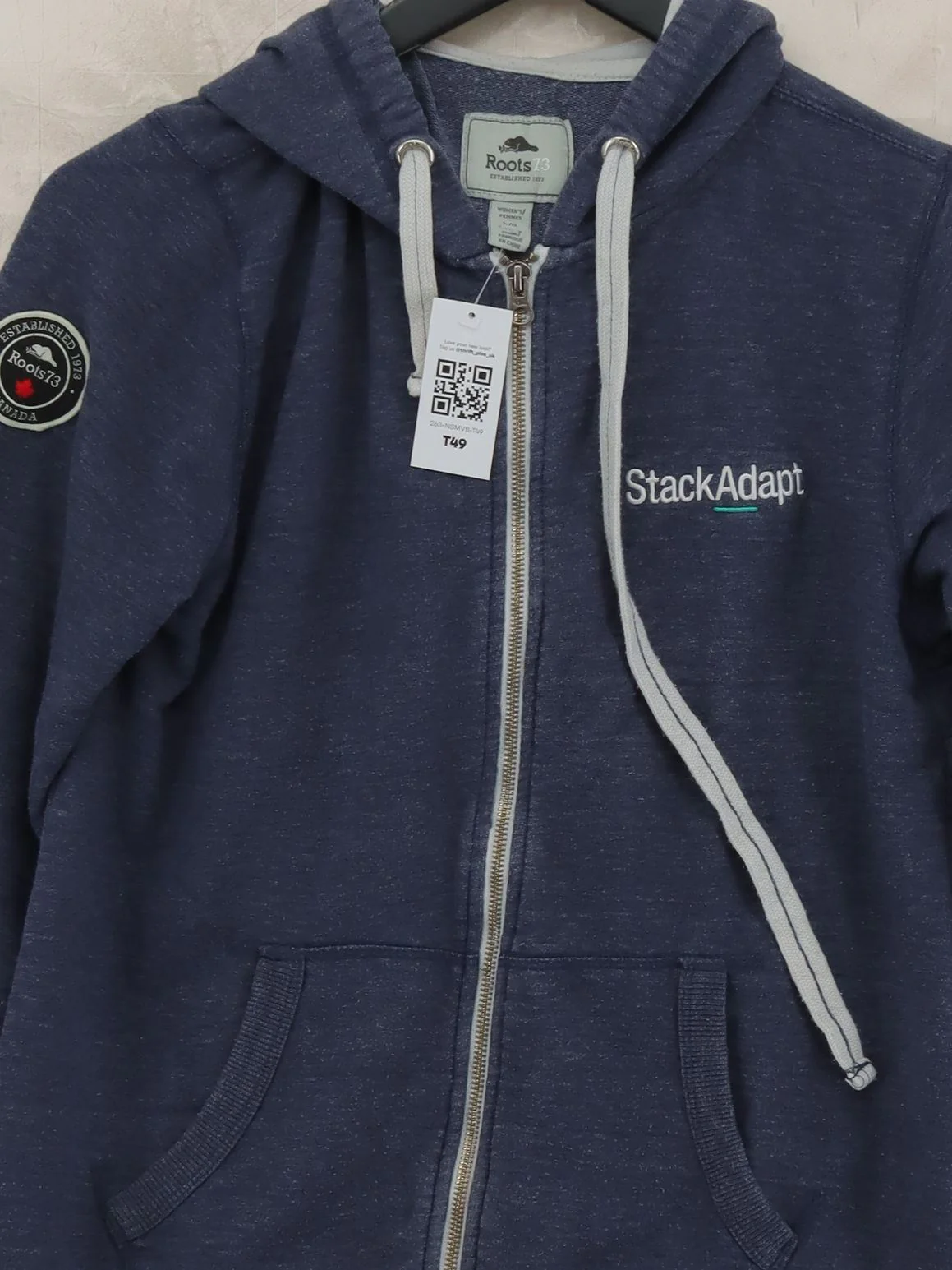 Roots73 Women's Hoodie L Blue 100% Cotton Pullover - Image 3