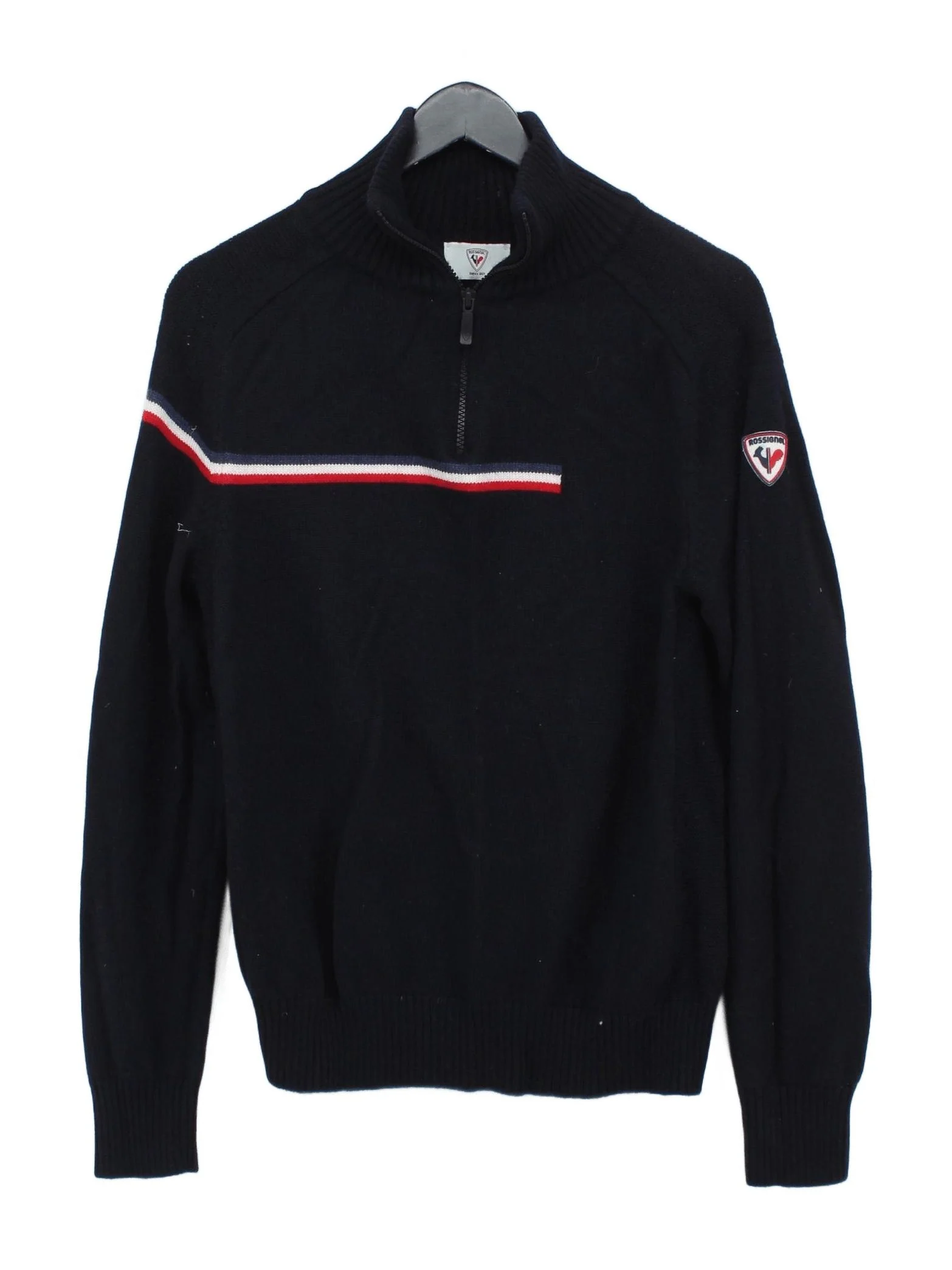 Rossignol Men's Jumper L Black 100% Wool Mock Neck Pullover