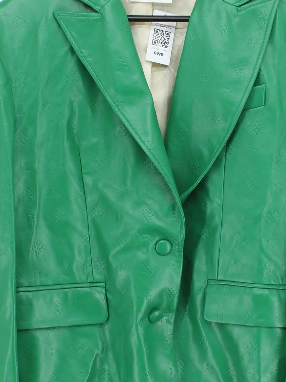 Rotate Birger Christensen Women's Blazer UK 8 Green Faux Leather - Image 3
